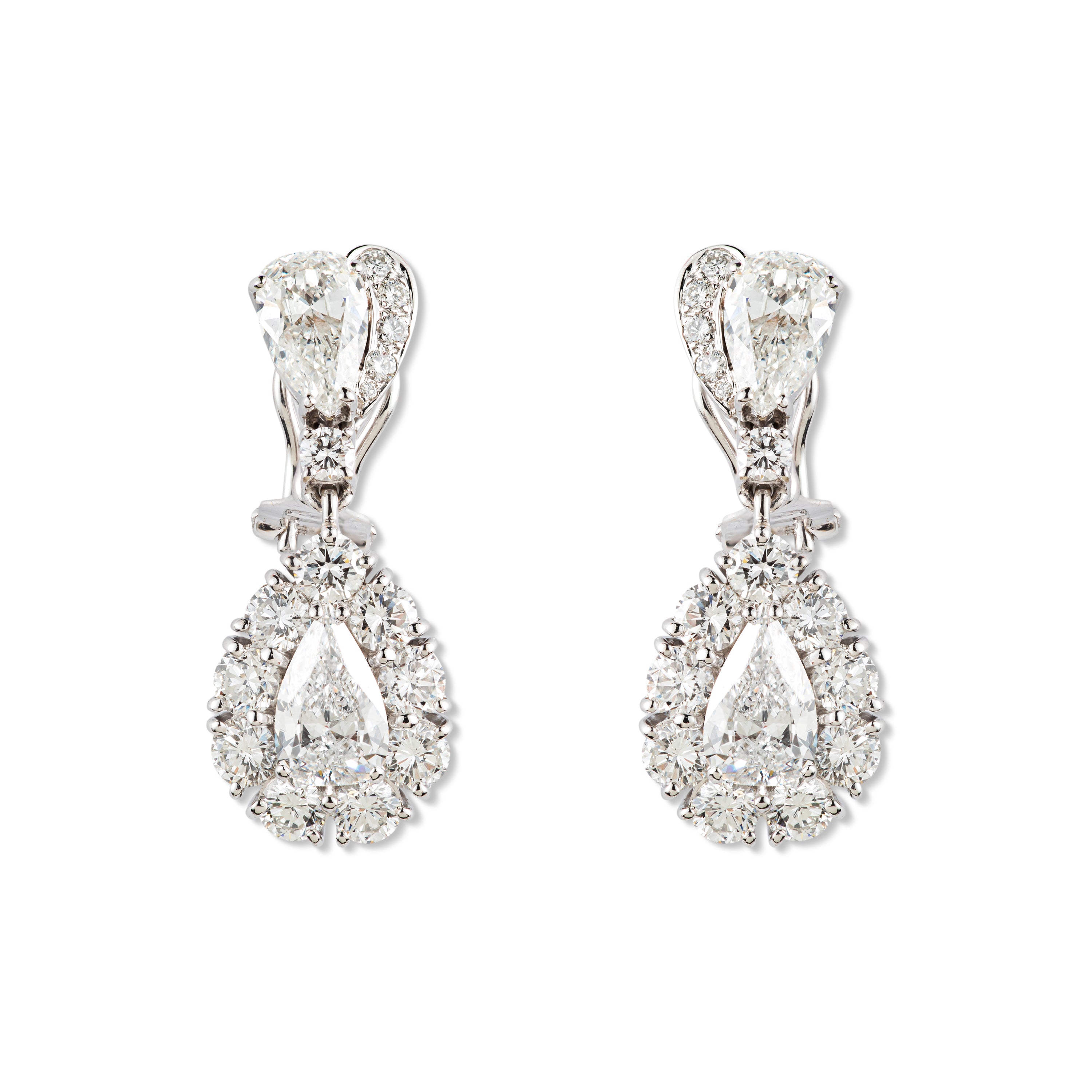 Classic Diamond Drop Earrings (9 Carats - Pear, Round Brilliant)- NEW
