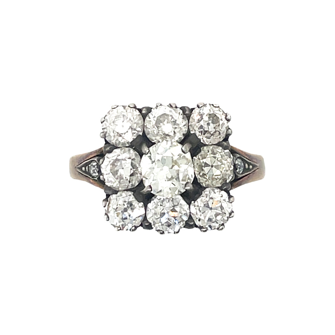 Vintage Nine-Stone Diamond Cluster Ring