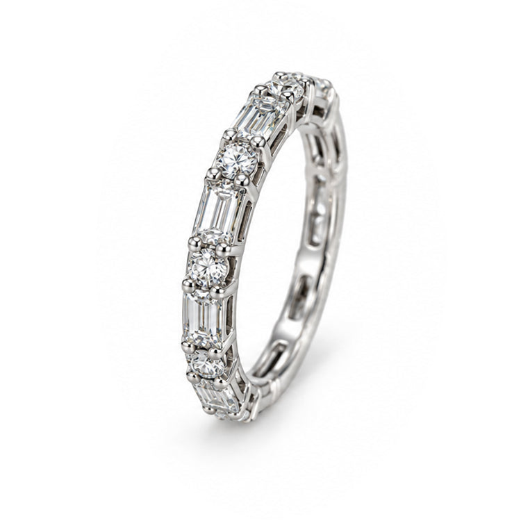 Emerald and Round-Cut Diamond Eternity Ring