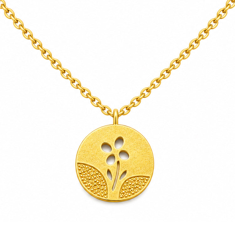 Gold Floral Cutout Pendant Necklace