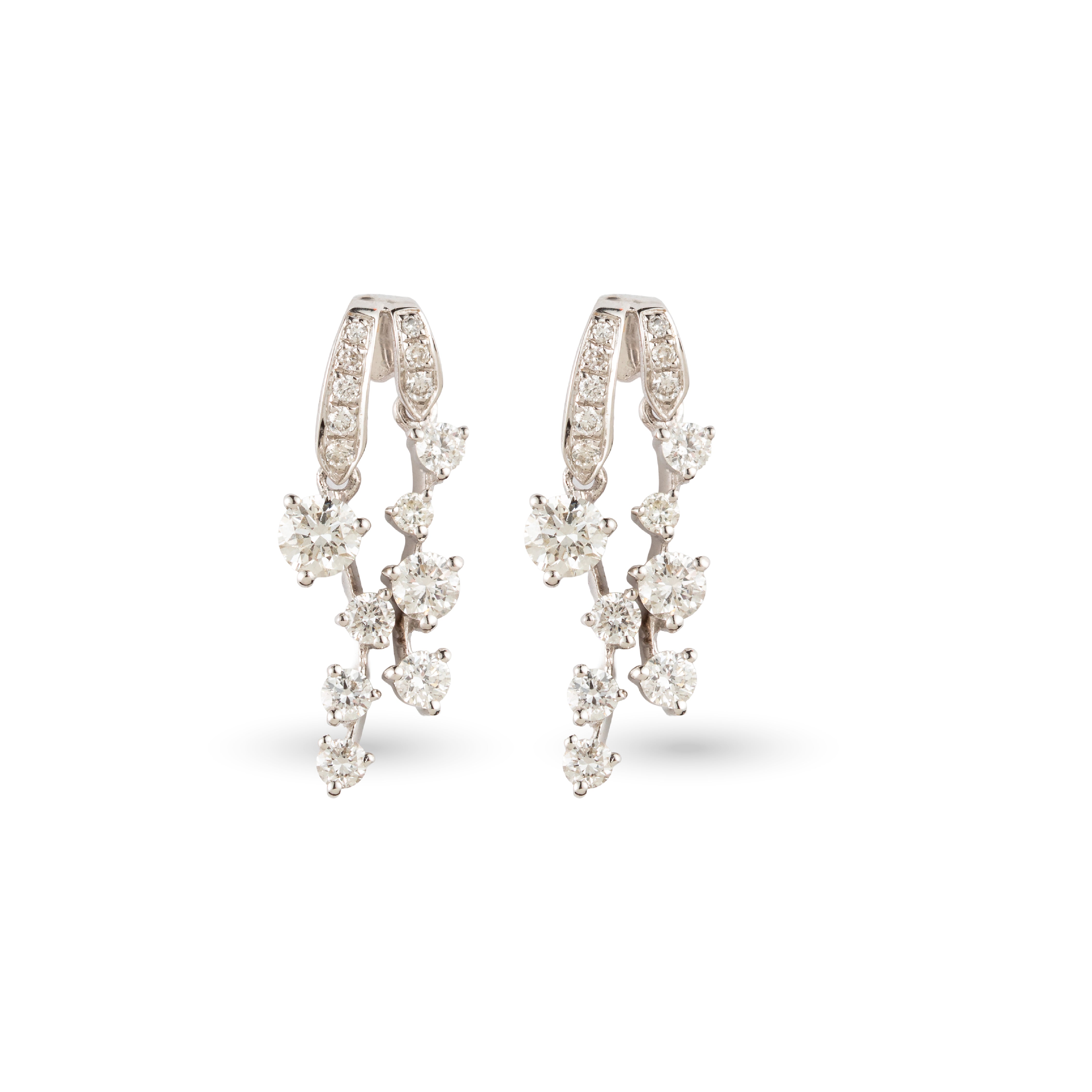Diamond Cascade Hoop Drop Earrings