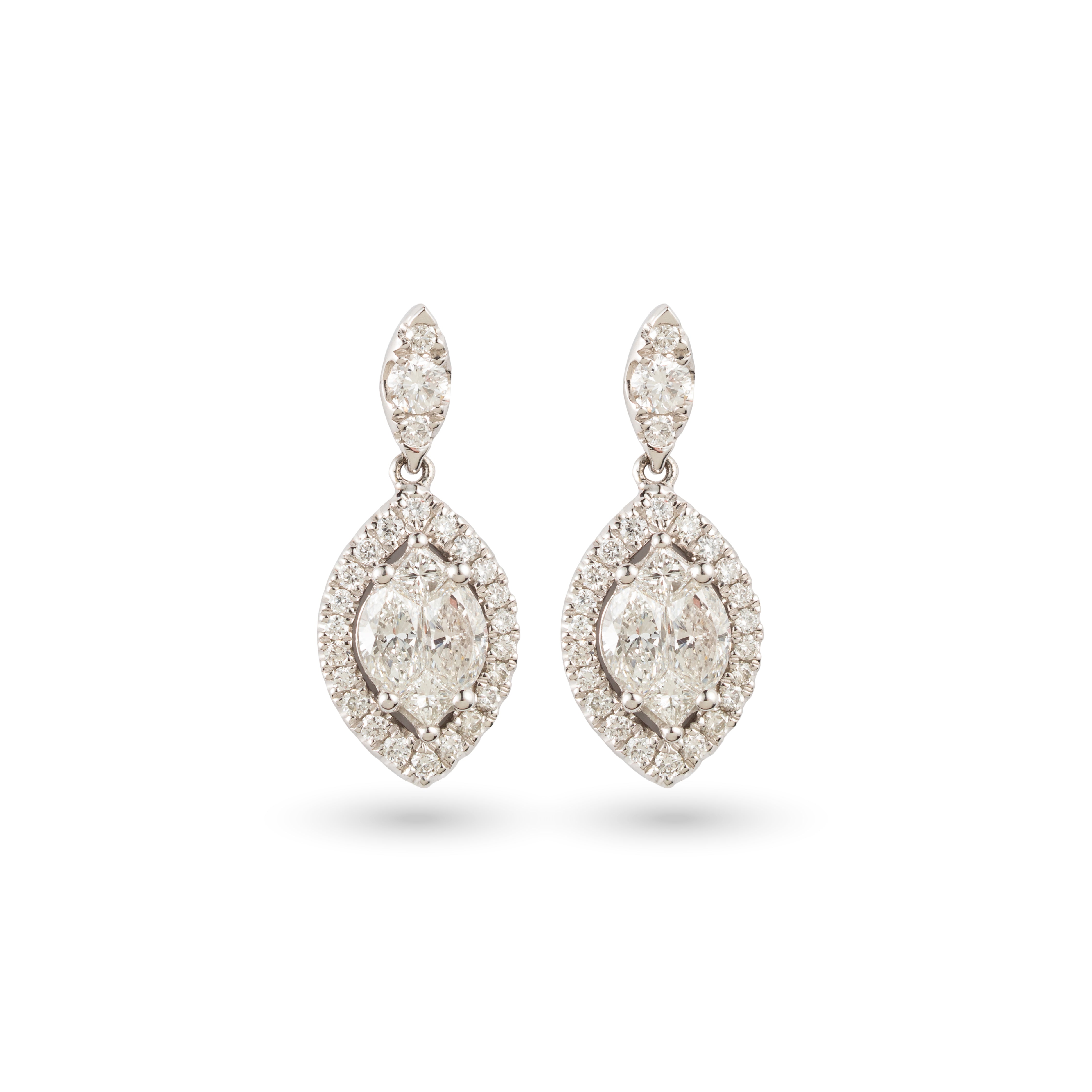 Marquise Diamond Halo Drop Earrings