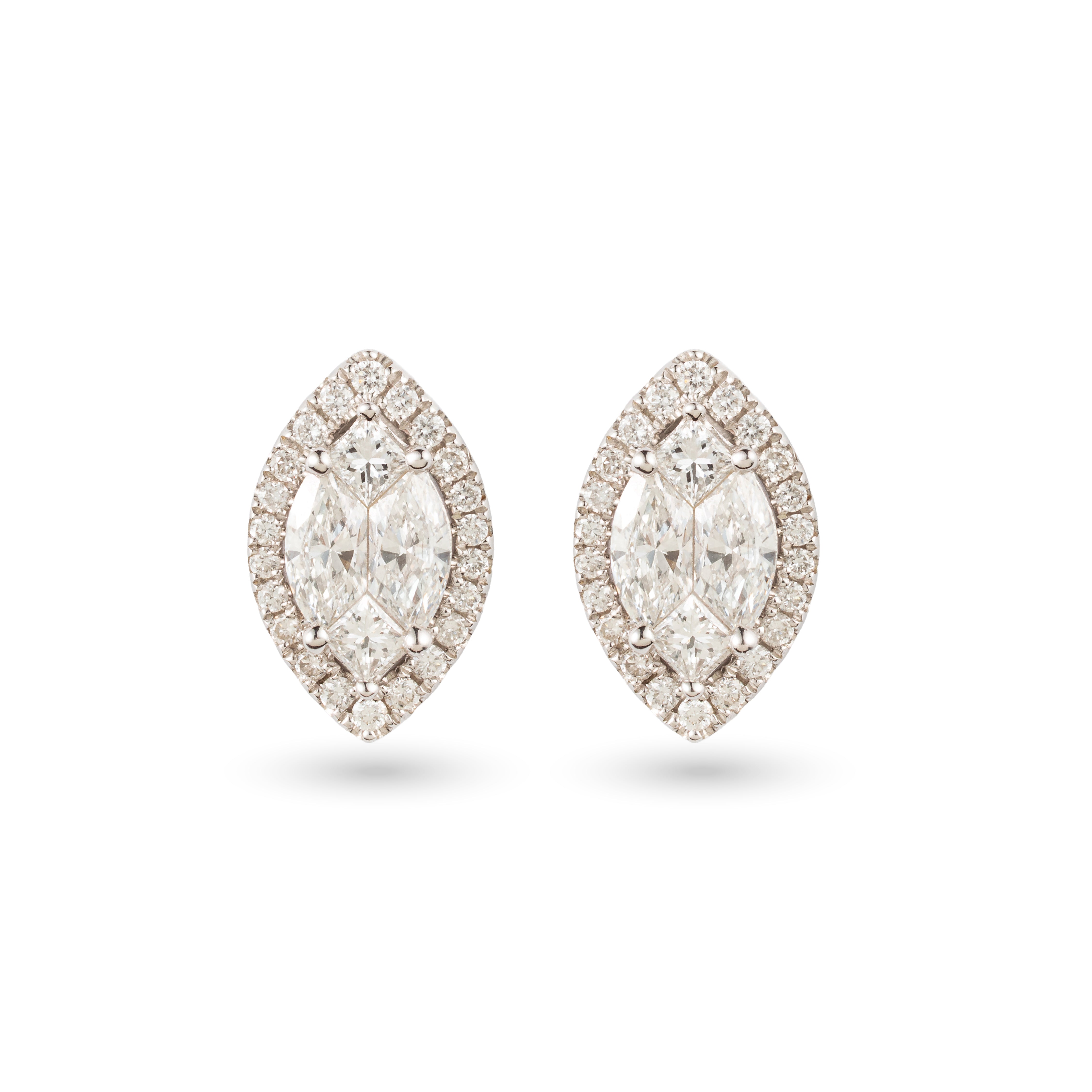 Marquise Diamond Halo Stud Earrings