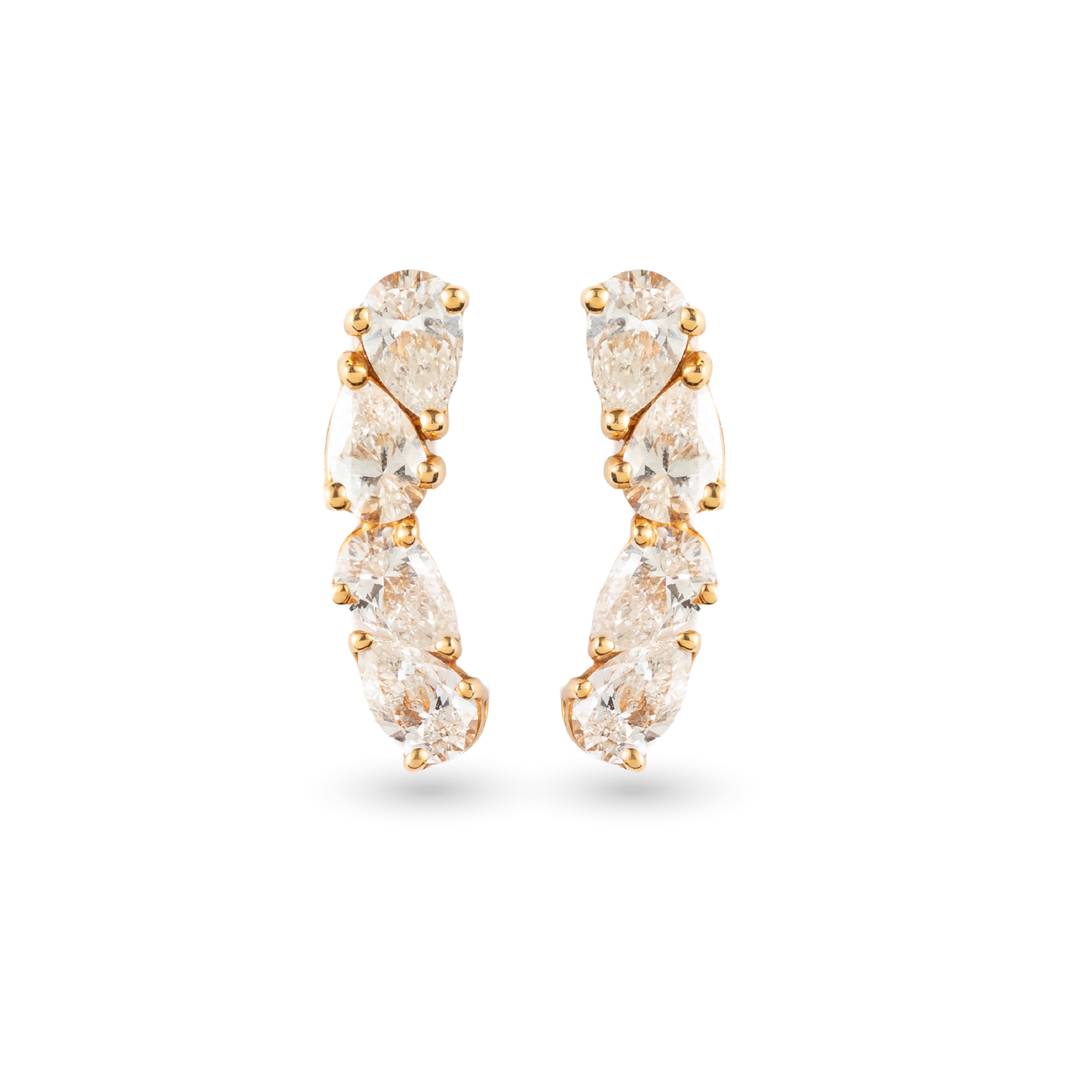 Pear Diamond Curve Earrings (Yellow Gold)