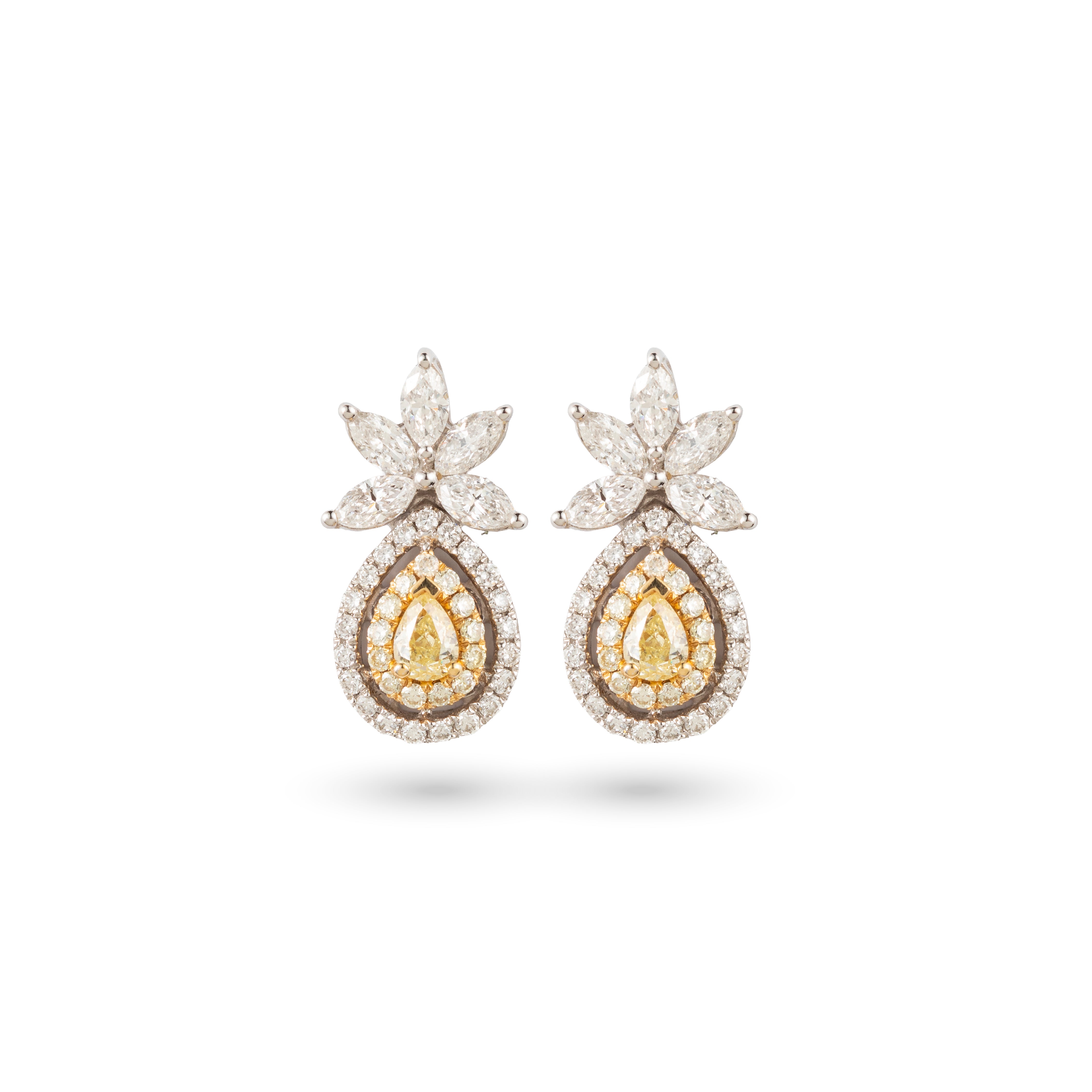 Floral Pear Drop Diamond Earrings