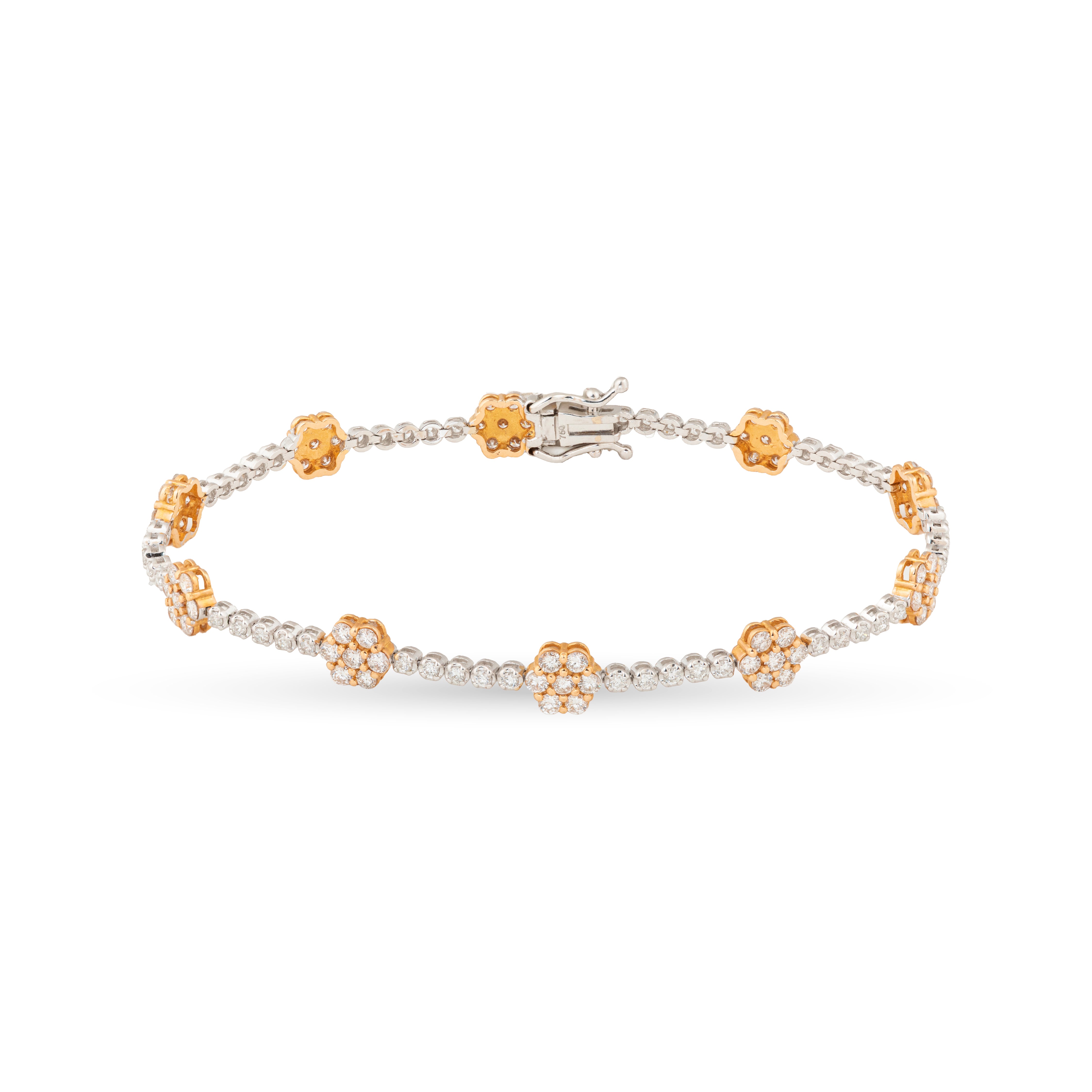 Flower Shape Gold & Diamond Bracelet
