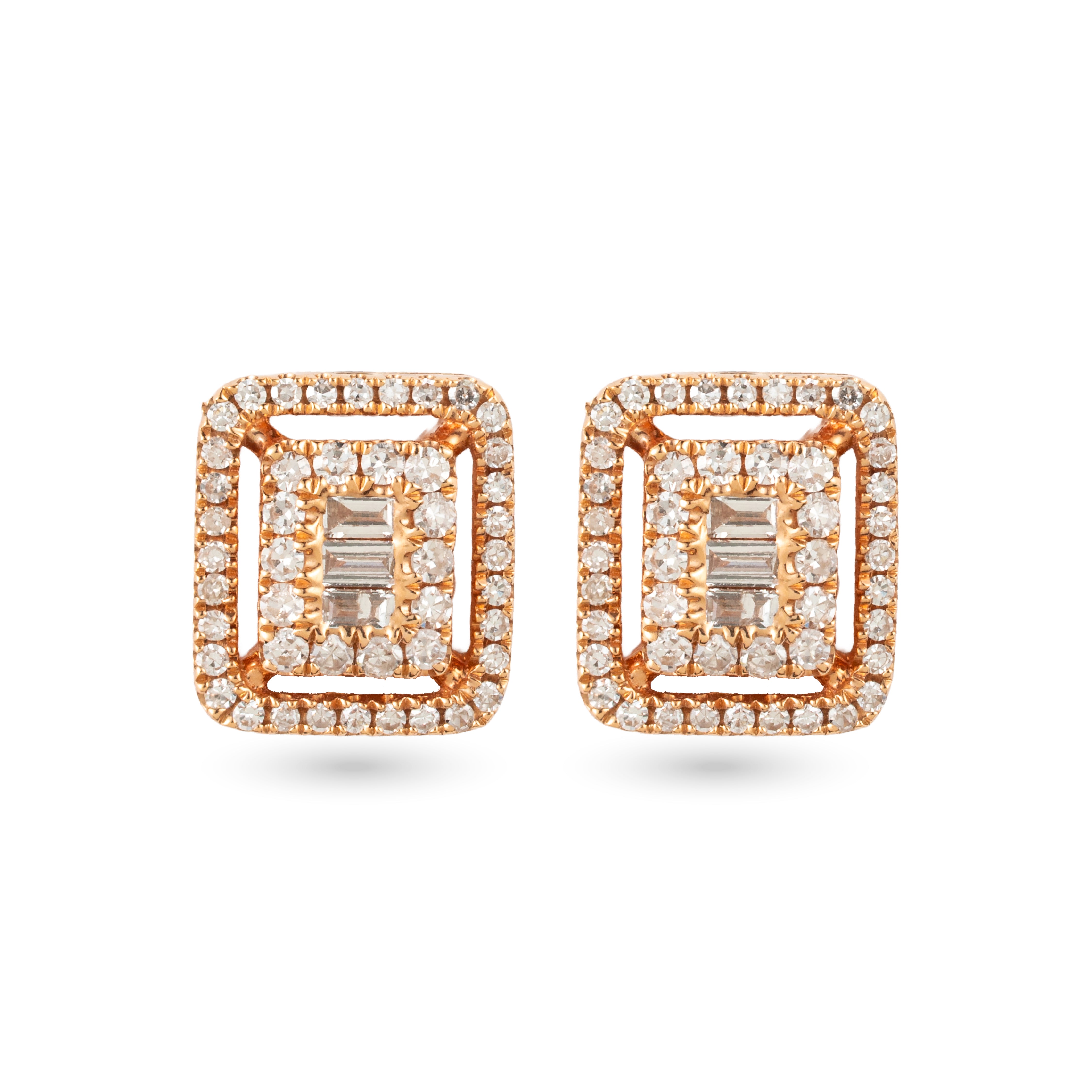 Baguette Diamond & Gold Earrings