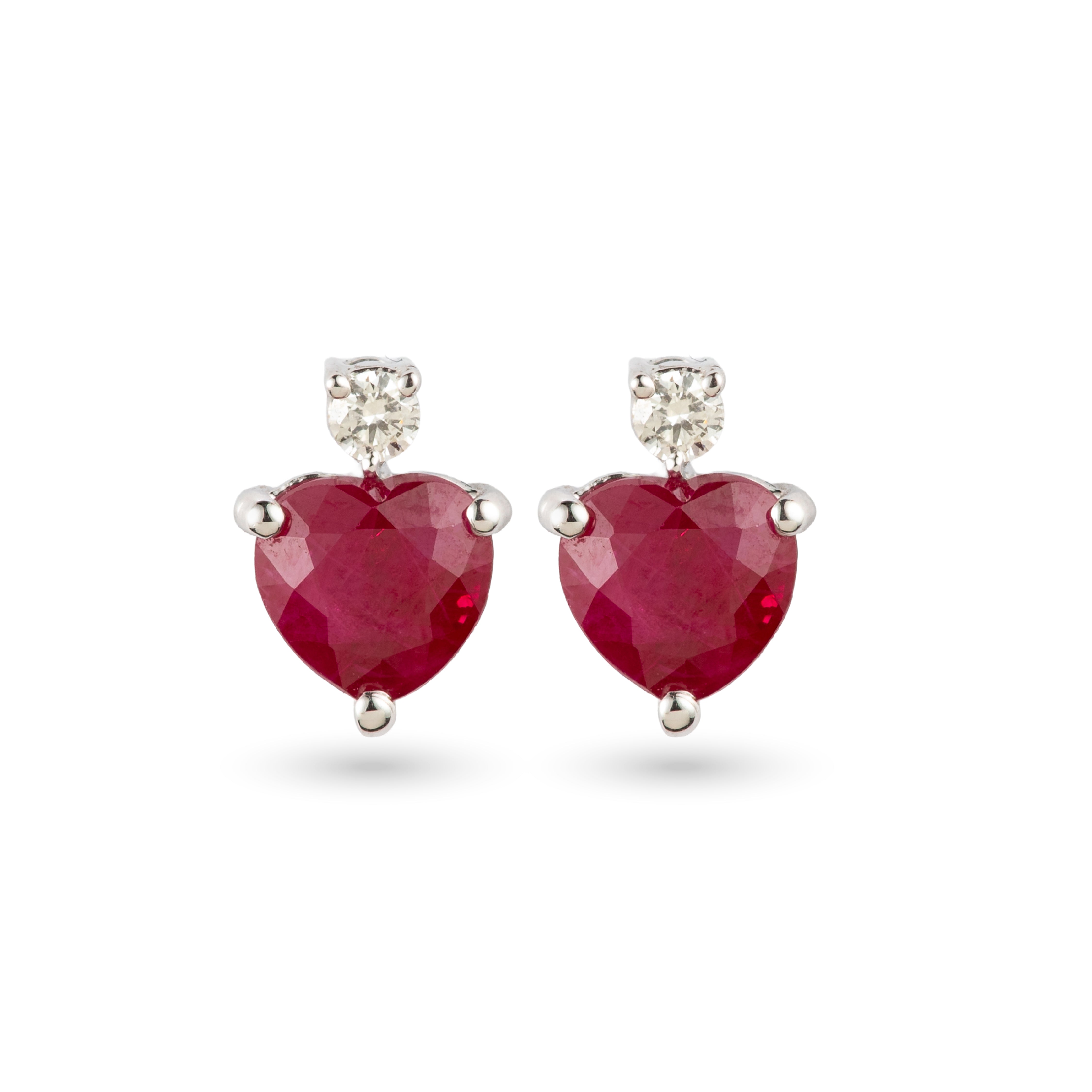 Heart Shape Ruby Earrings