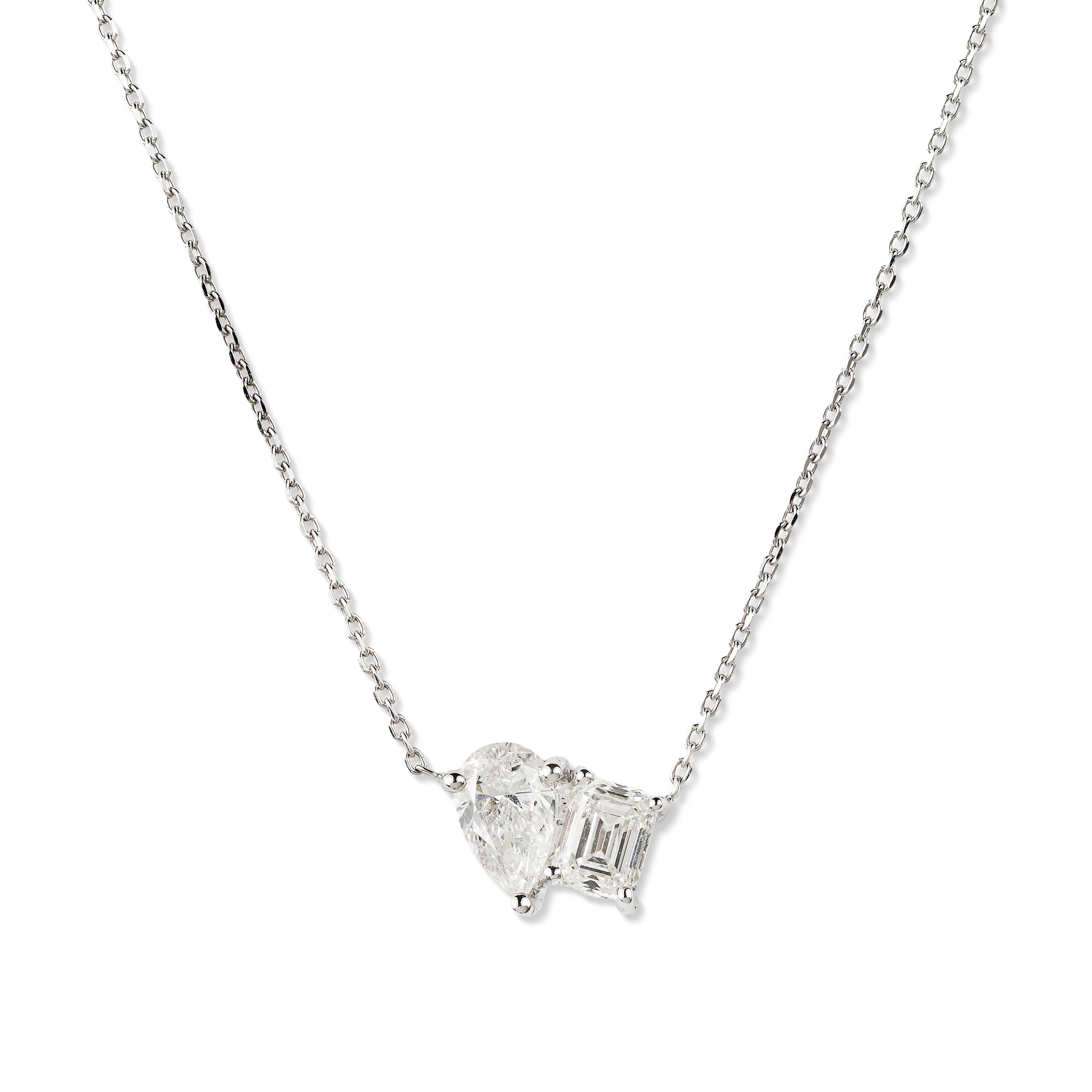 Diamond Necklace (Pear & Emerlad Pendant)- NEW