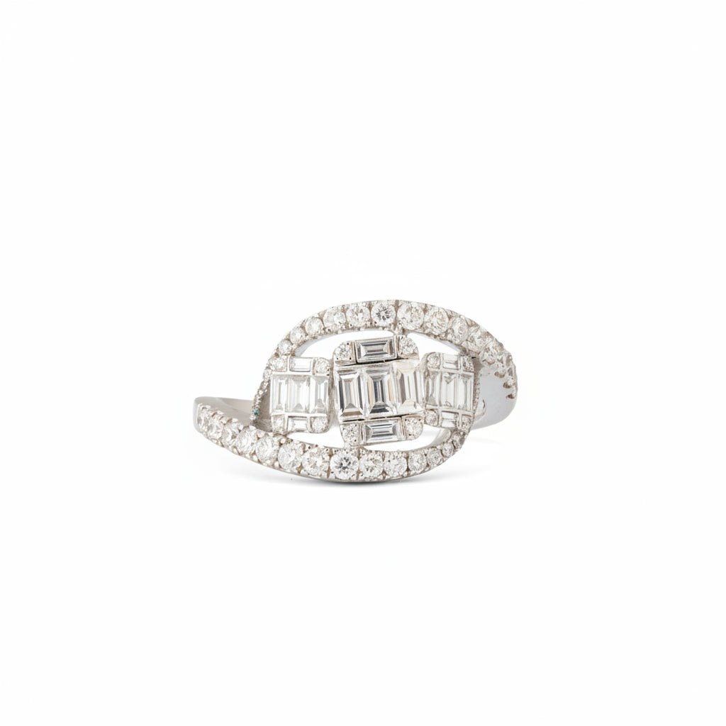 Orbit Diamond Bypass Ring- Timeless Baguette