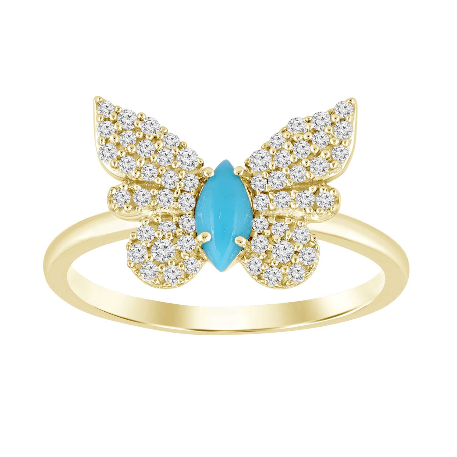 Turquoise Diamond Butterfly Ring