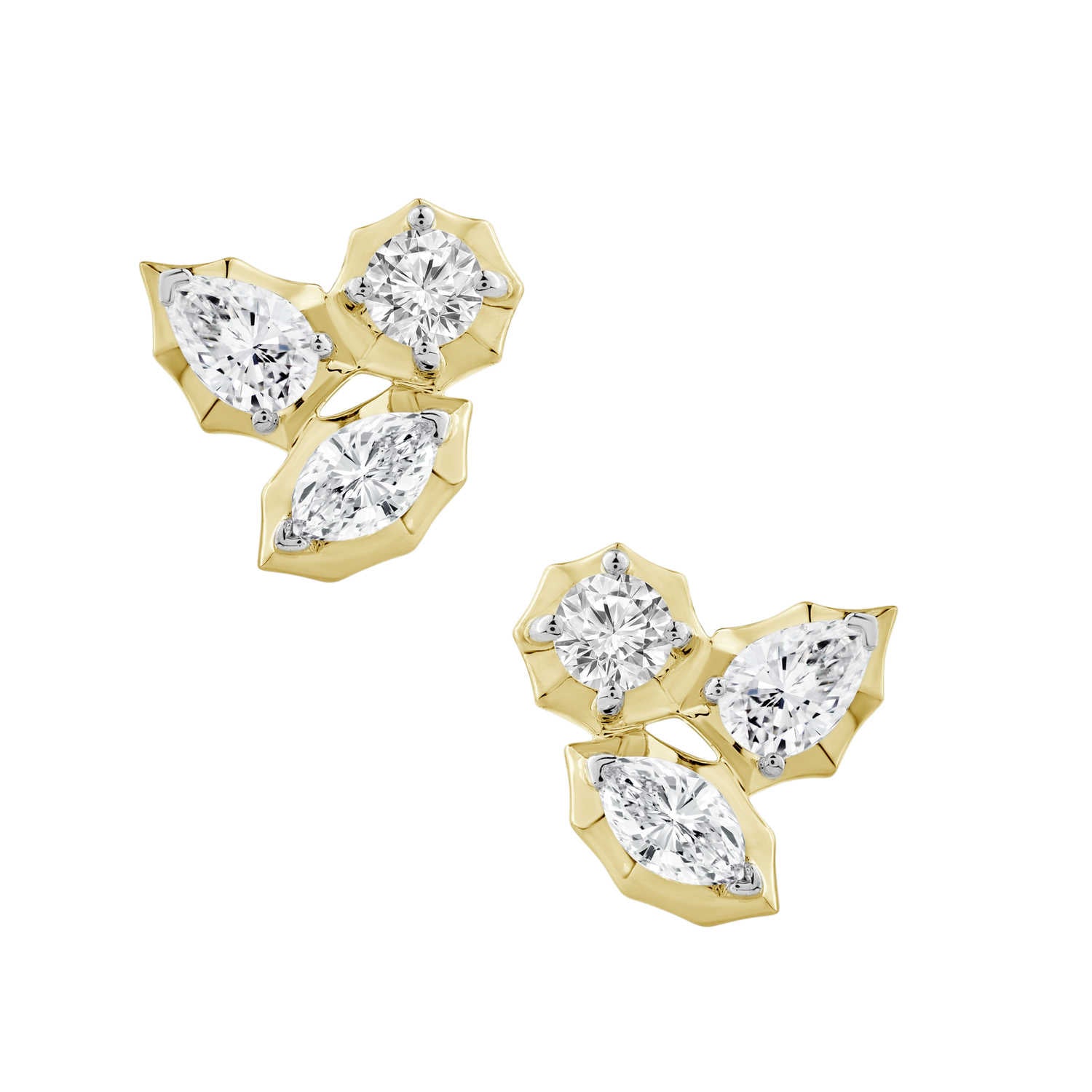 Diamond Petal Stud Earrings