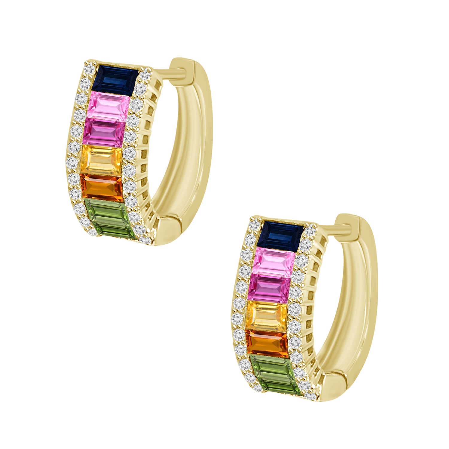Multicolor Sapphire and Diamond Earrings