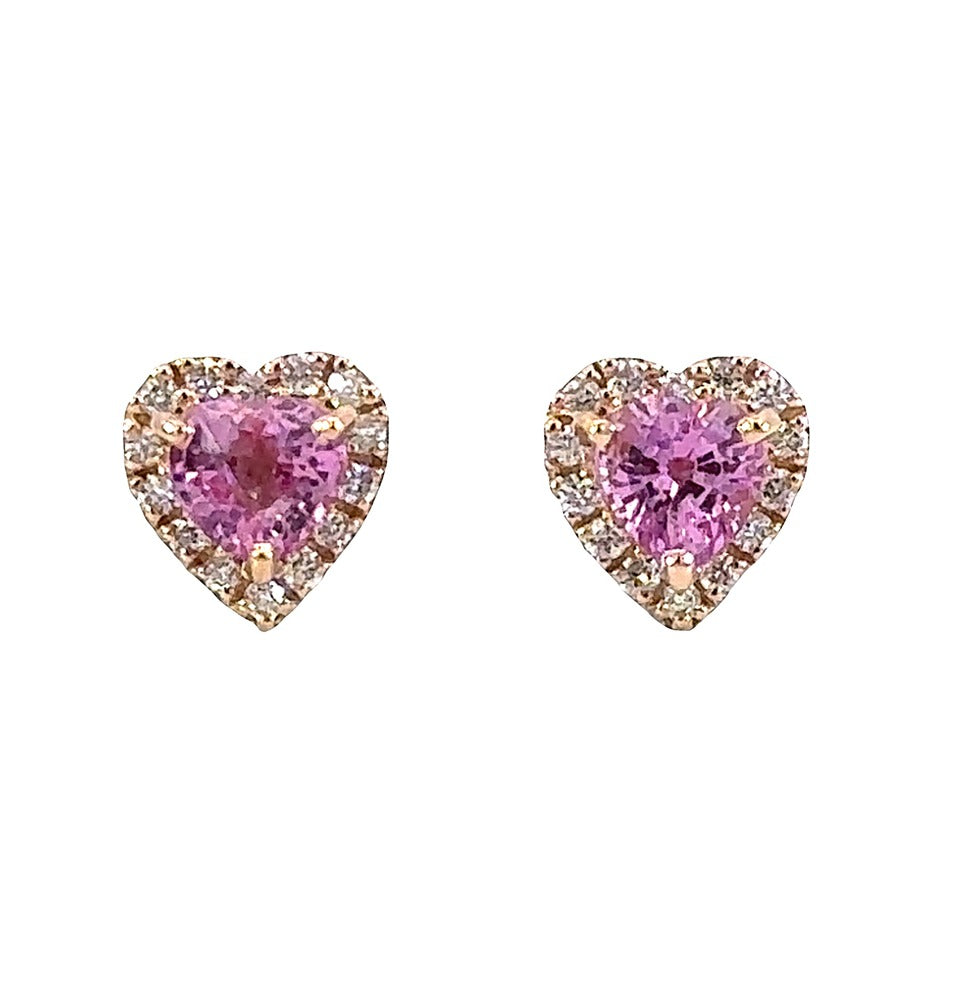 Heart Shape Gold & Diamond Earrings