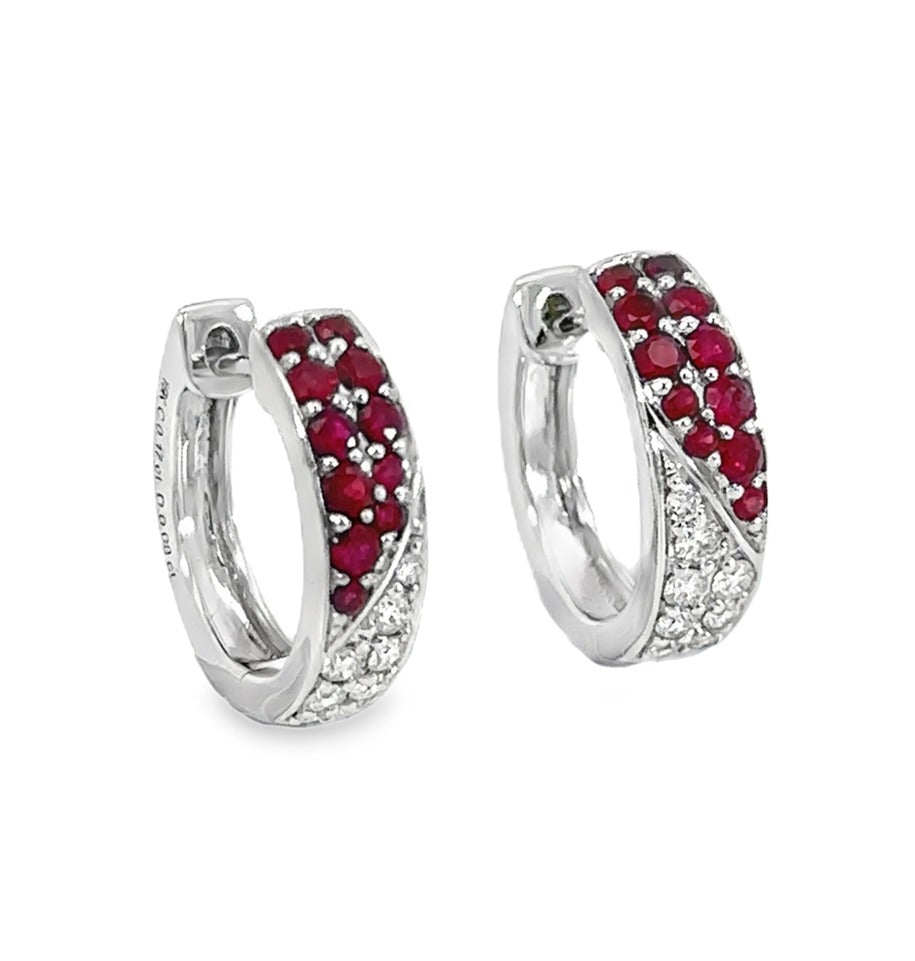 Ruby Diamond Hoop Earrings