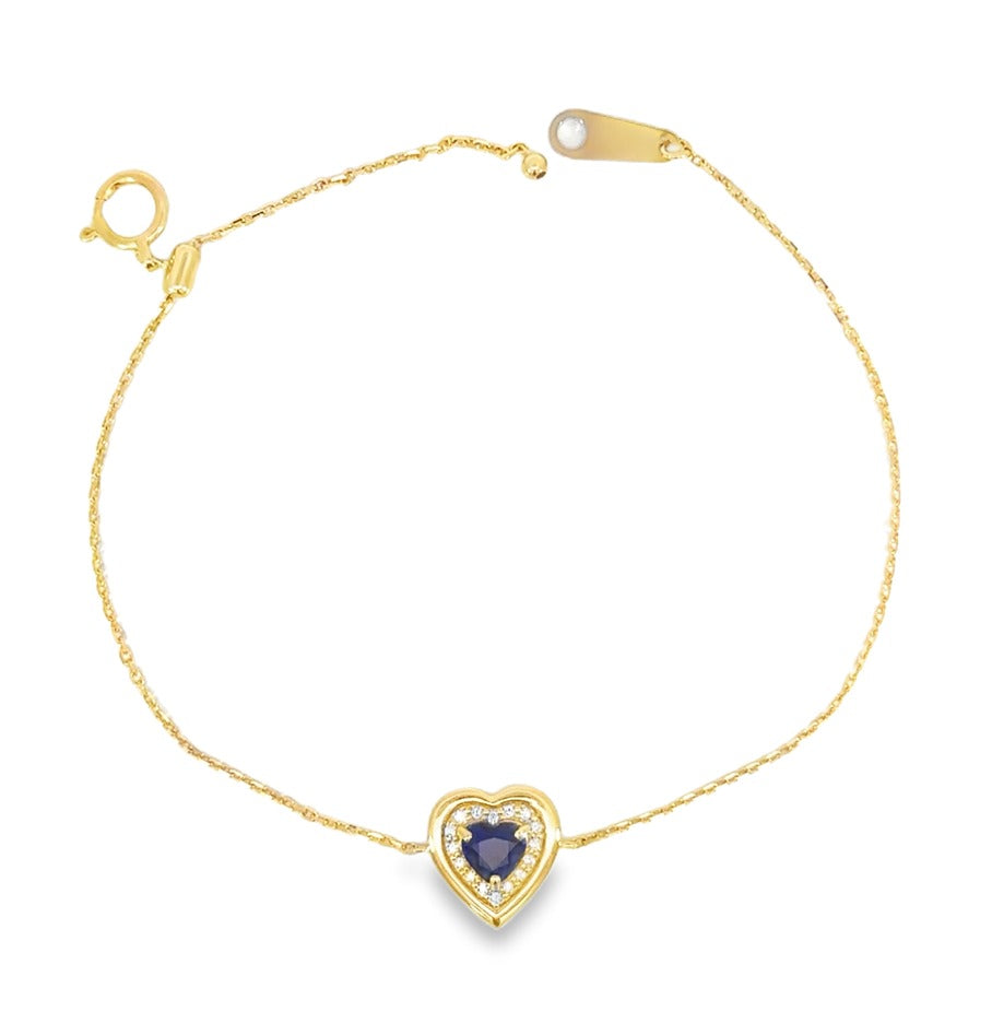 Blue Saphhire Hearty Bracelet