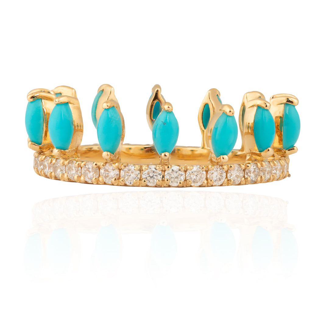 Turquoise Princess Diamond & Gold Ring