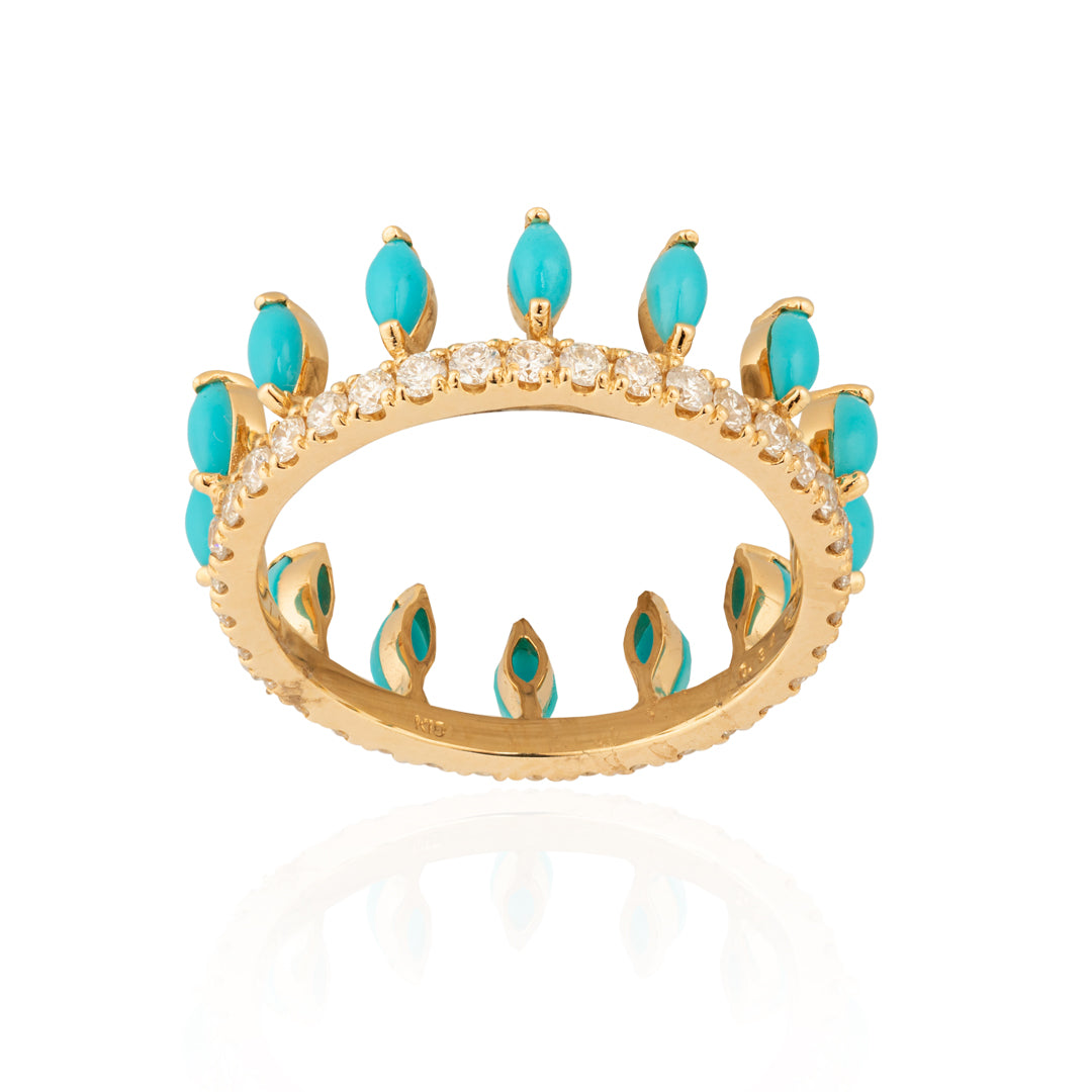 Turquoise Princess Diamond & Gold Ring