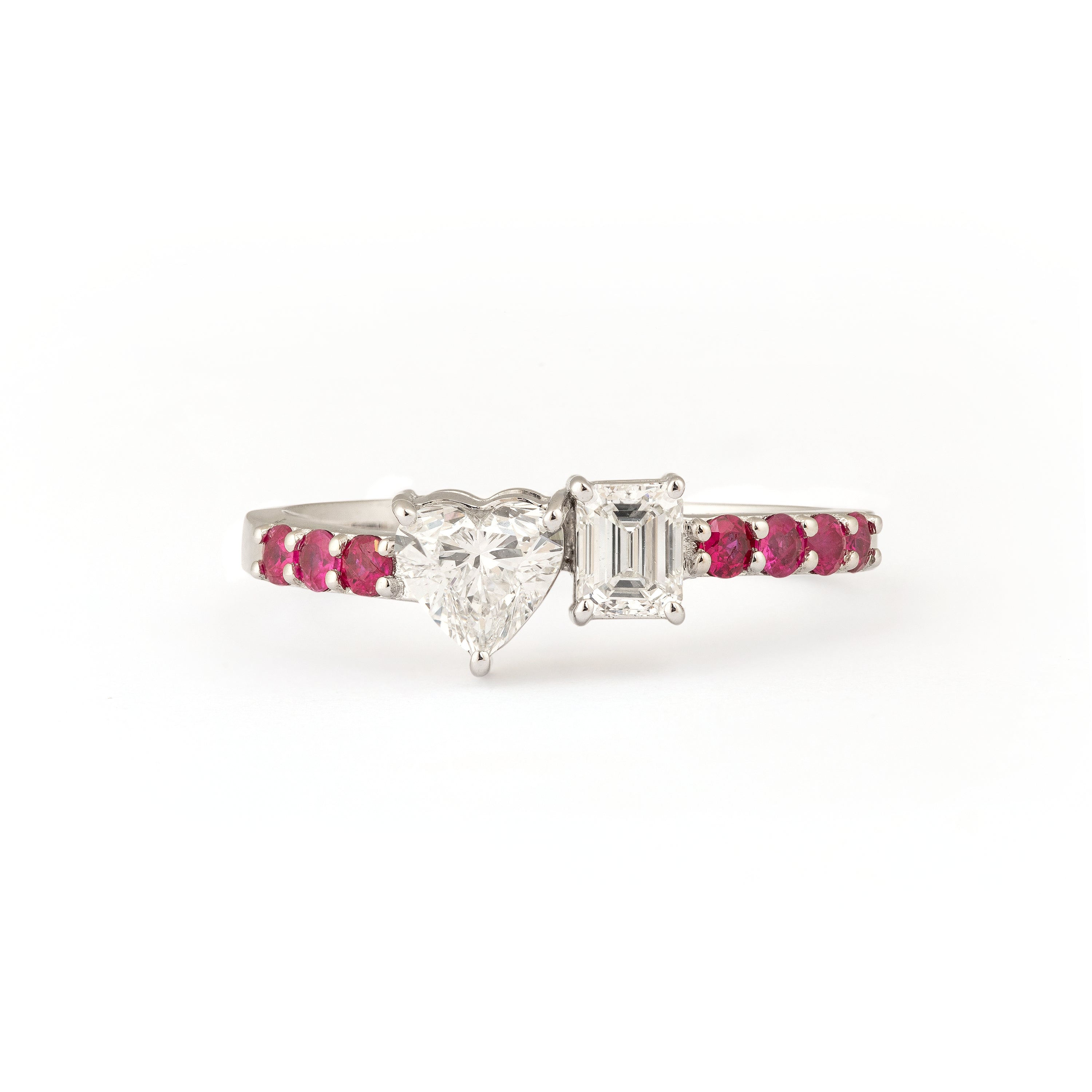 Ruby Midi-Rings (Heart & Baquette Shaped Diamond)