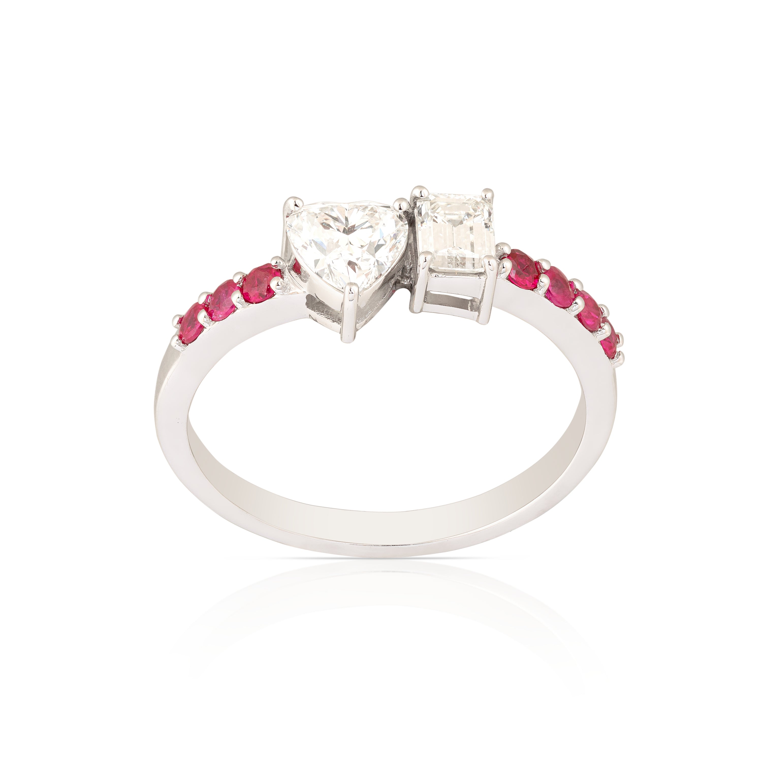 Ruby Midi-Rings (Heart & Baquette Shaped Diamond)
