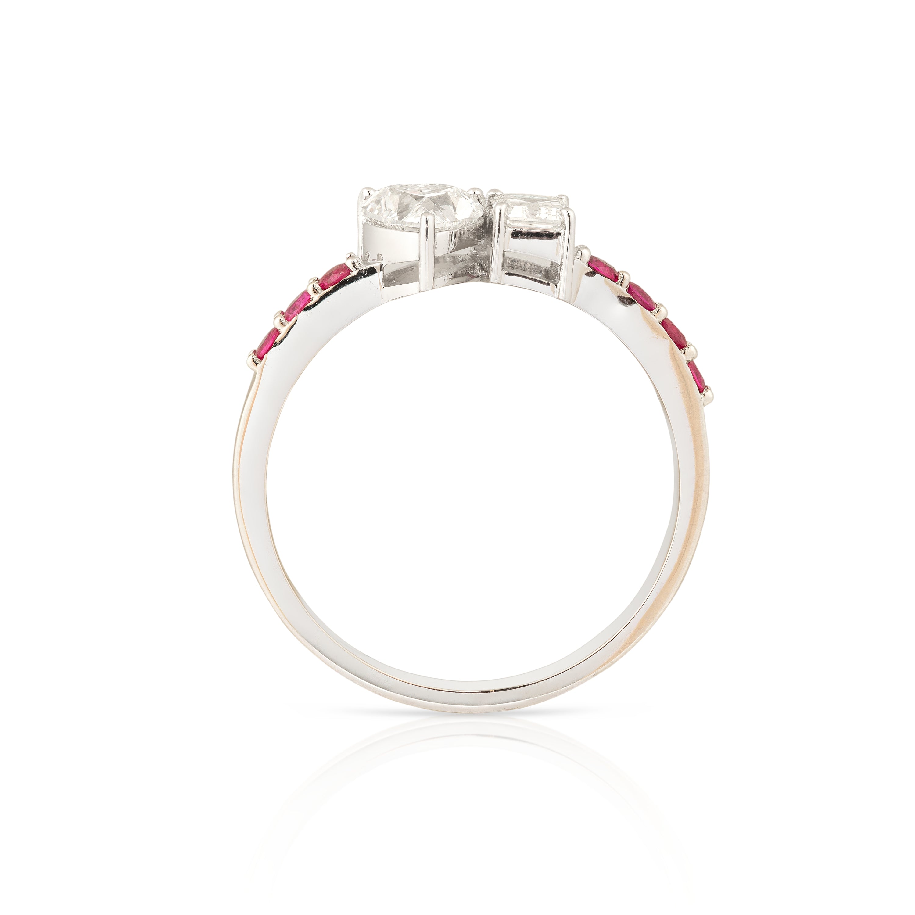 Ruby Midi-Rings (Heart & Baquette Shaped Diamond)