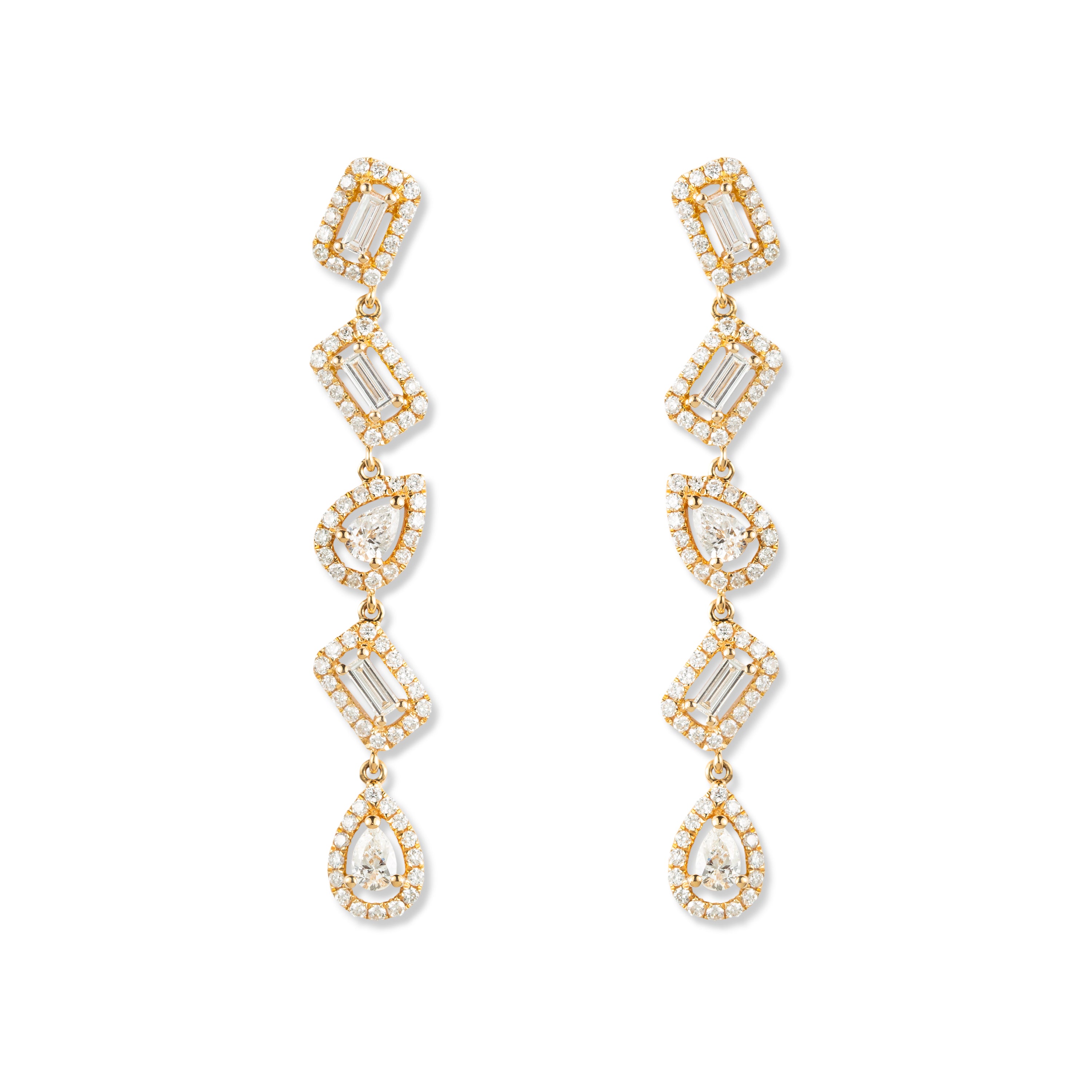 Gold & Diamond Drop Earrings -NEW