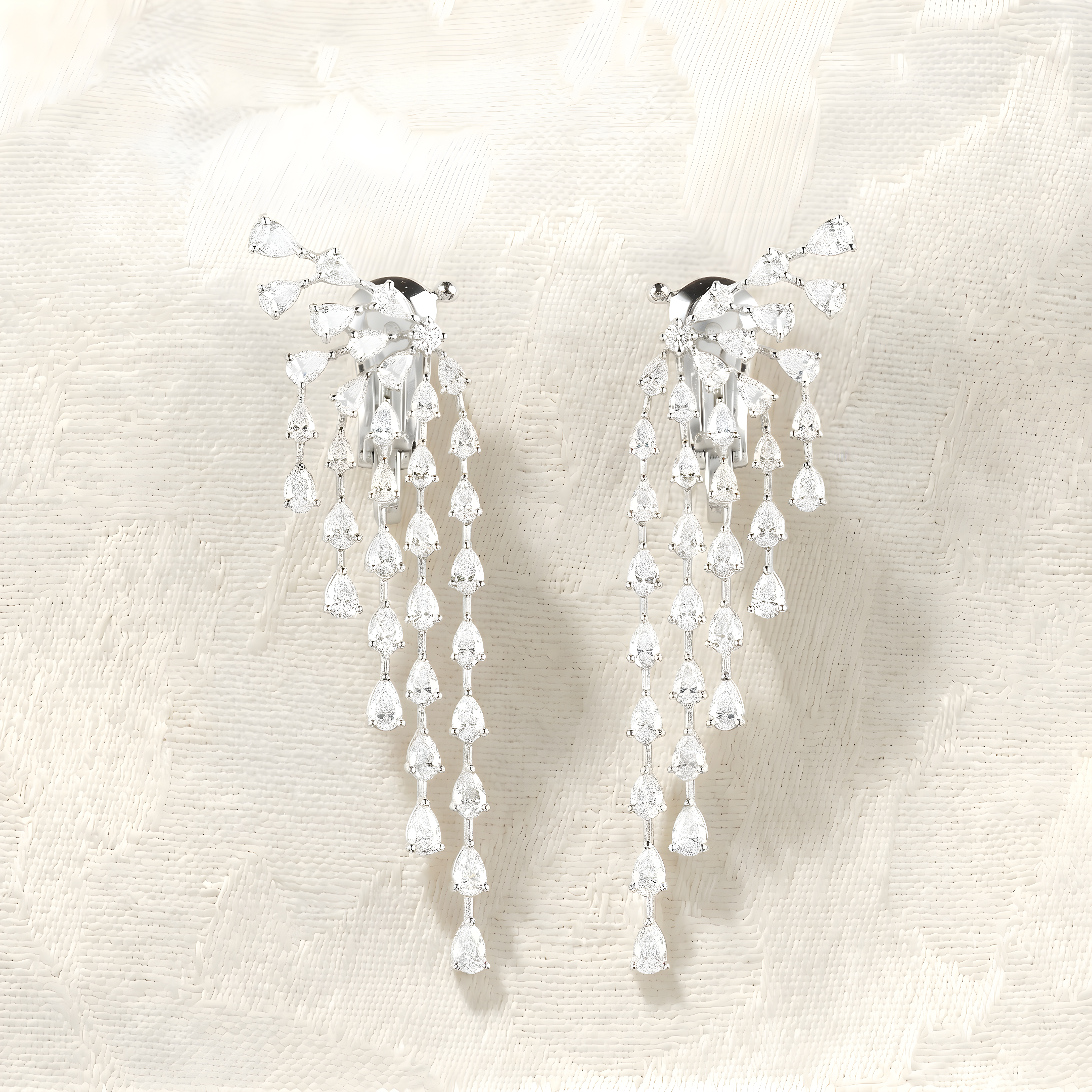 Pear Diamond Waterfall Chandelier Earrings