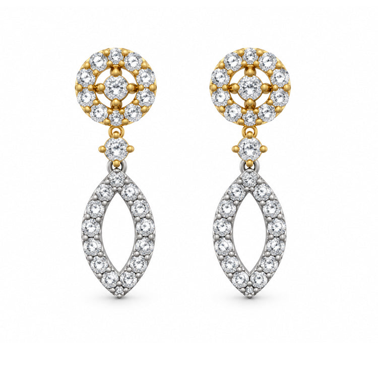 Two-Tone Diamond Marquise Drop Earrings
