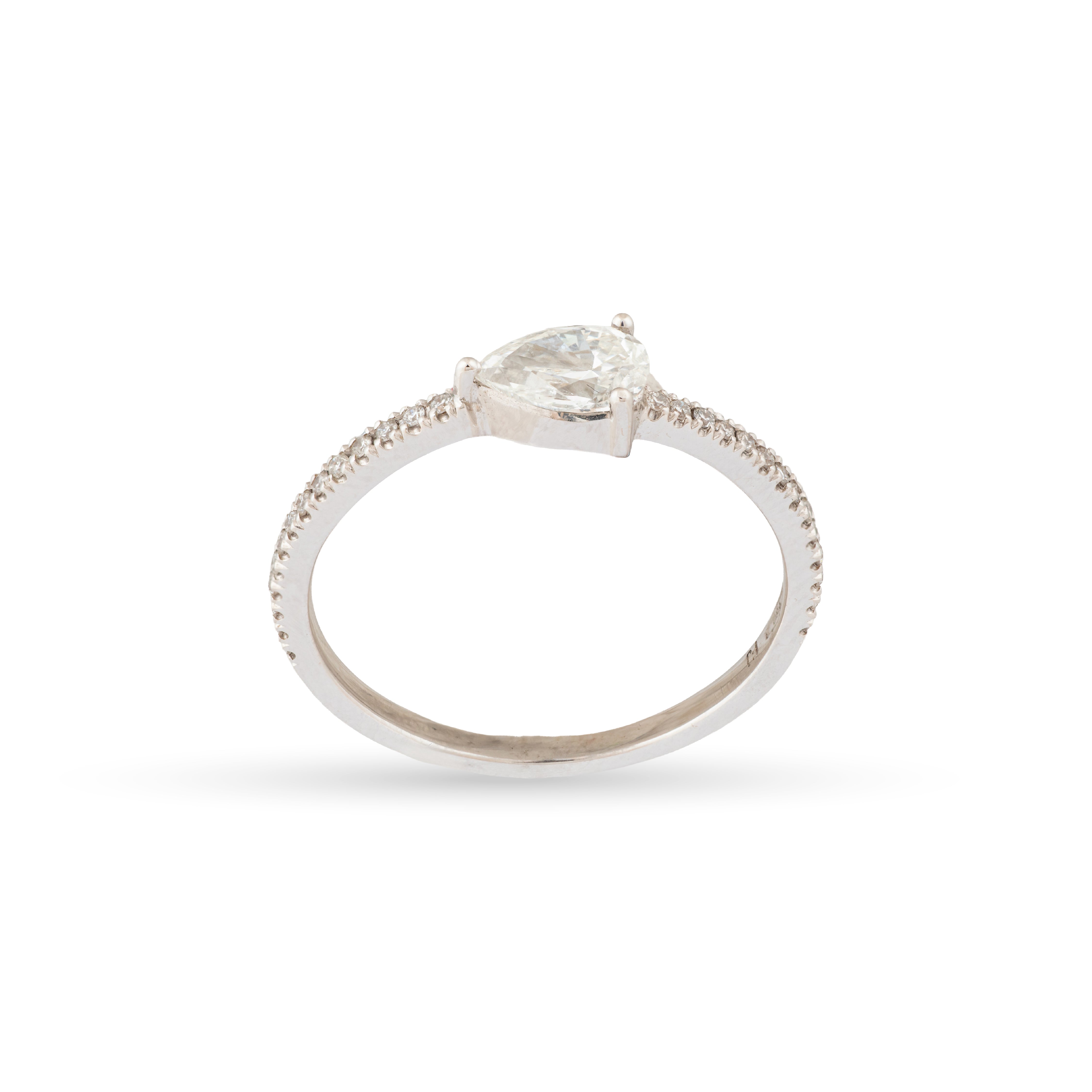 Sleek Pear Solitaire Ring- Everyday Sparkle