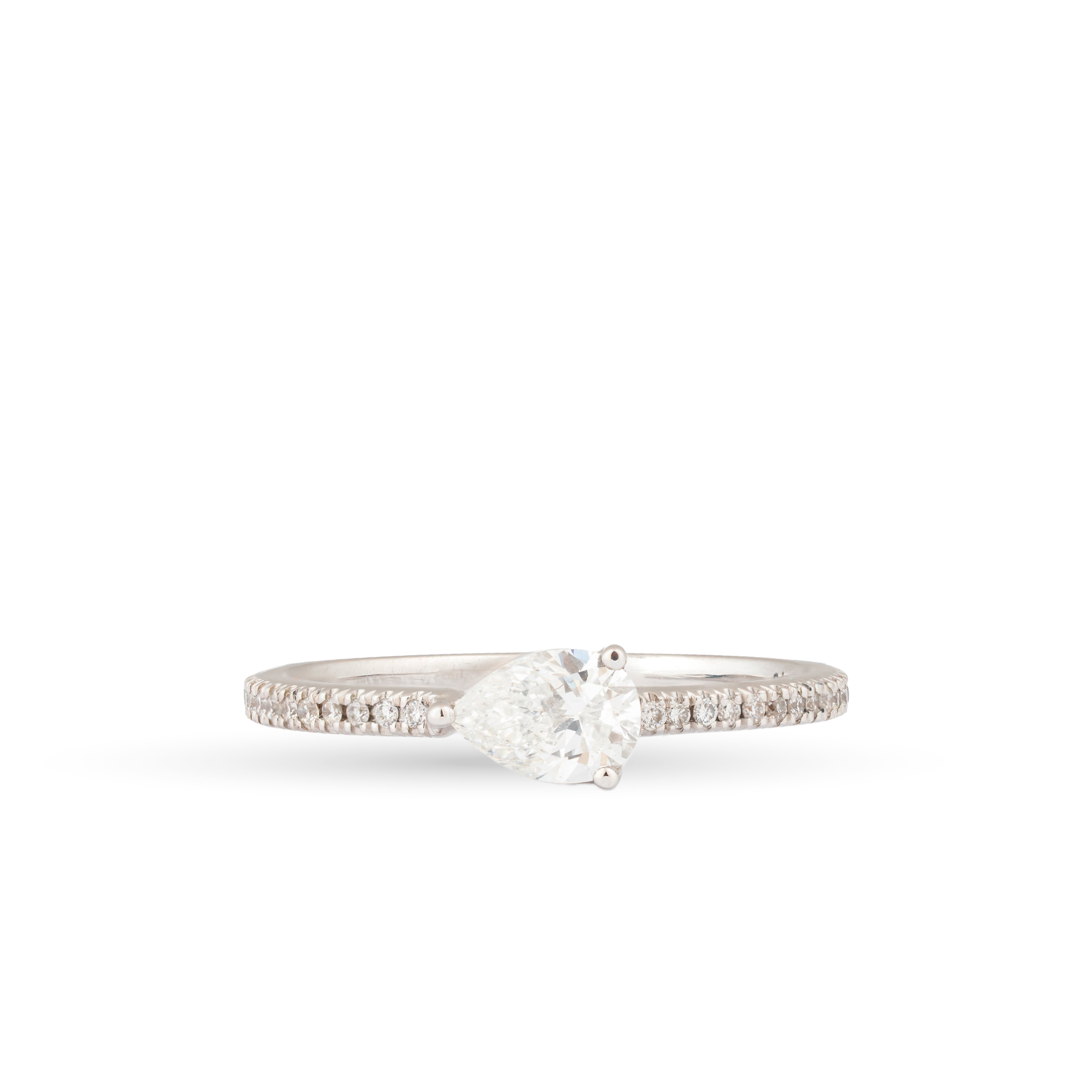 Sleek Pear Solitaire Ring- Everyday Sparkle