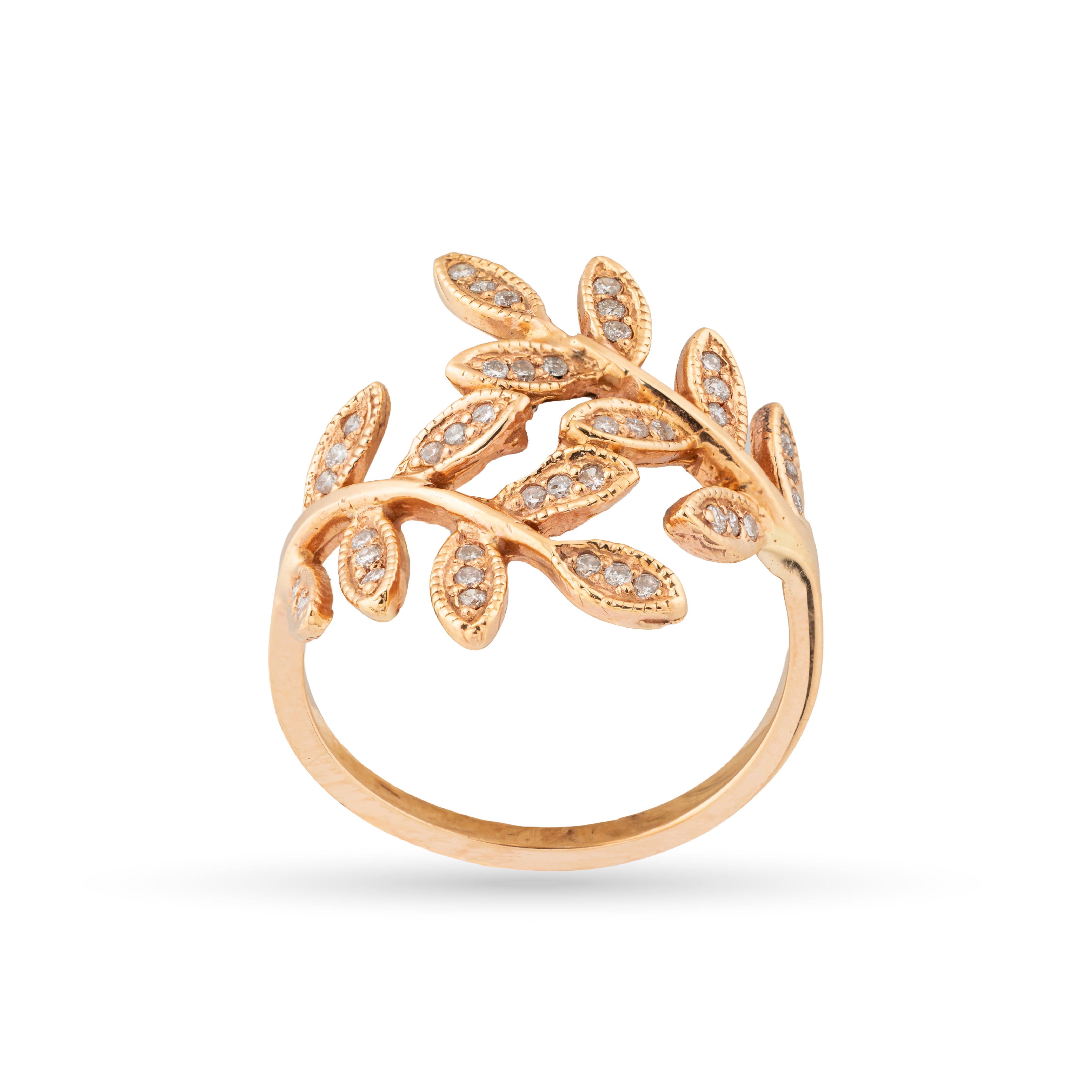 Diamond Leaf Open Wrap Ring
