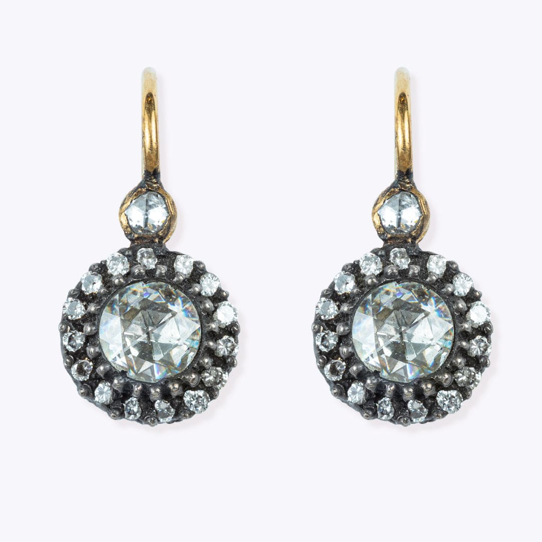 Gold & Diamond Stud Earrings- Antique