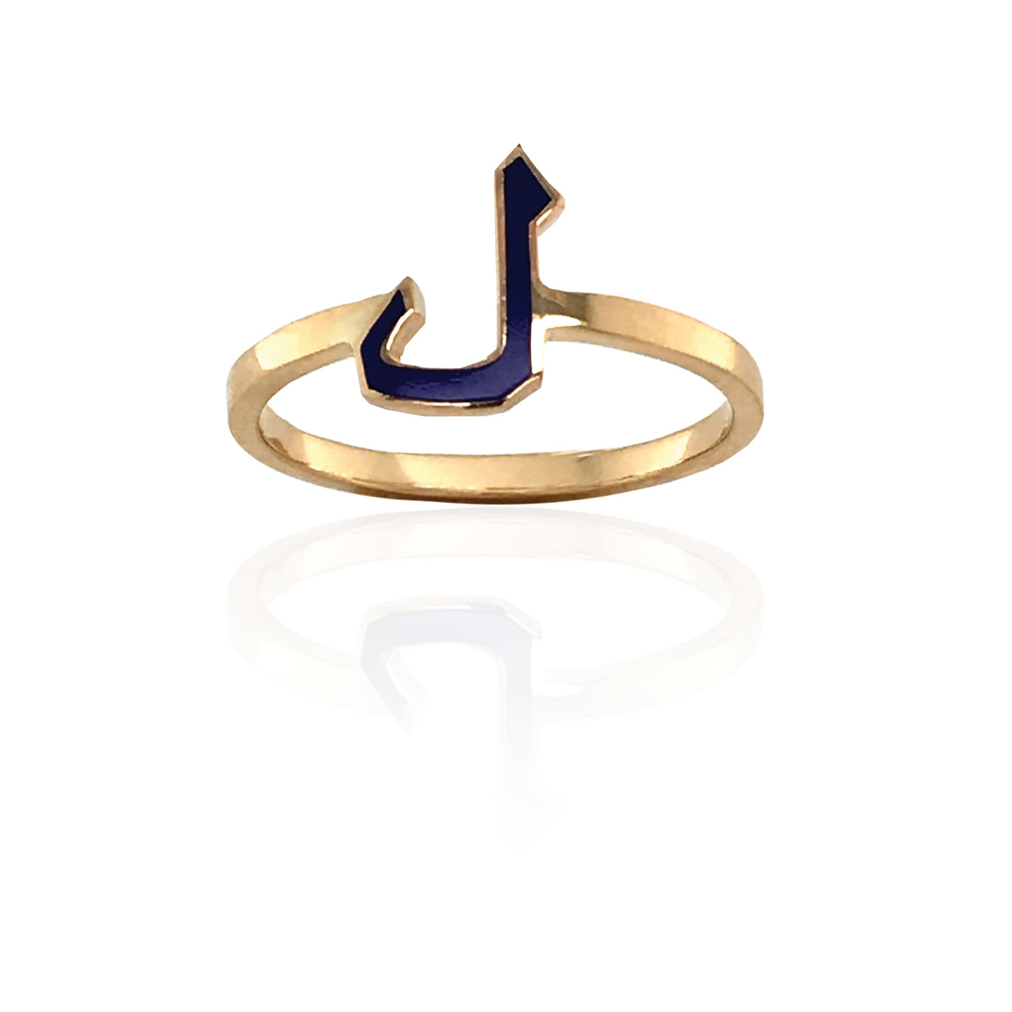 MINA — YELLOW GOLD ENAMEL LETTER RING