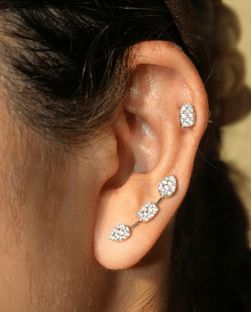 Sara Weinstock White Gold Reverie Cushion Cluster Studs