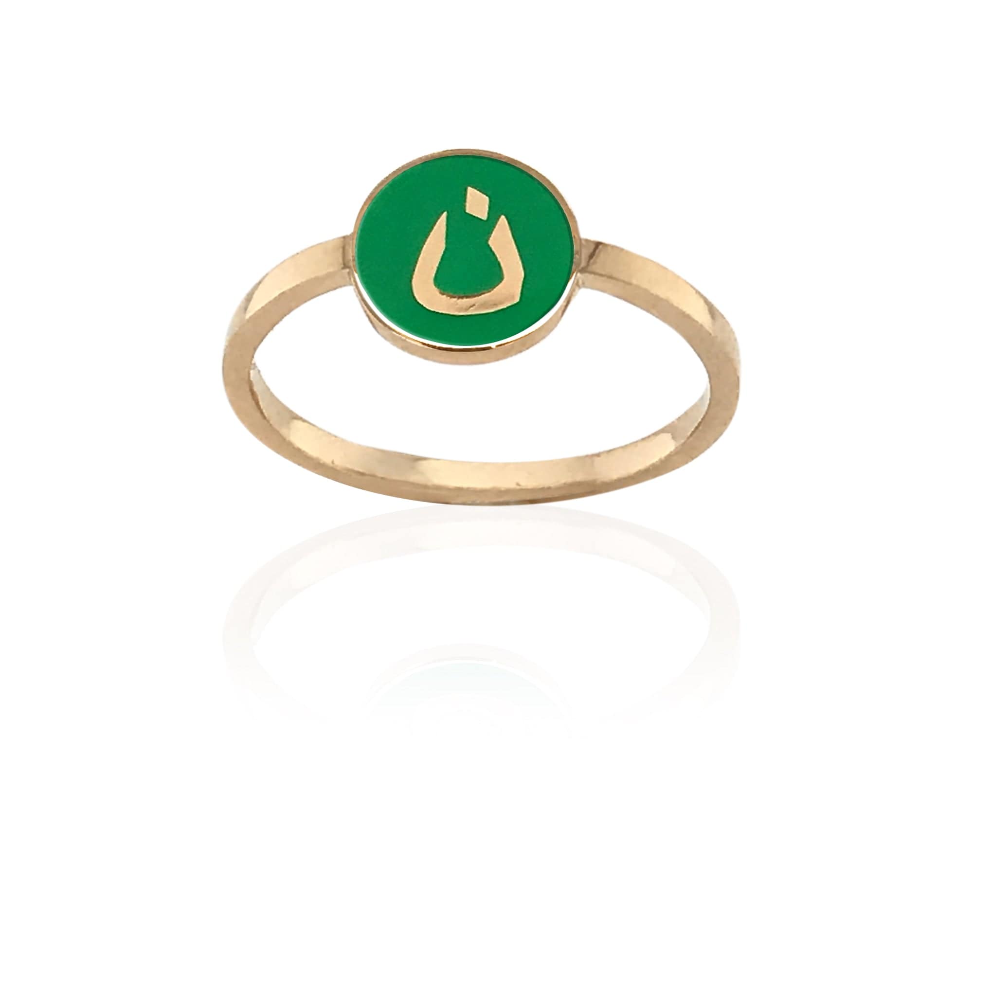Bil Arabi Mina — Rose Gold Enamel Round Letter Ring - M.Fitaihi