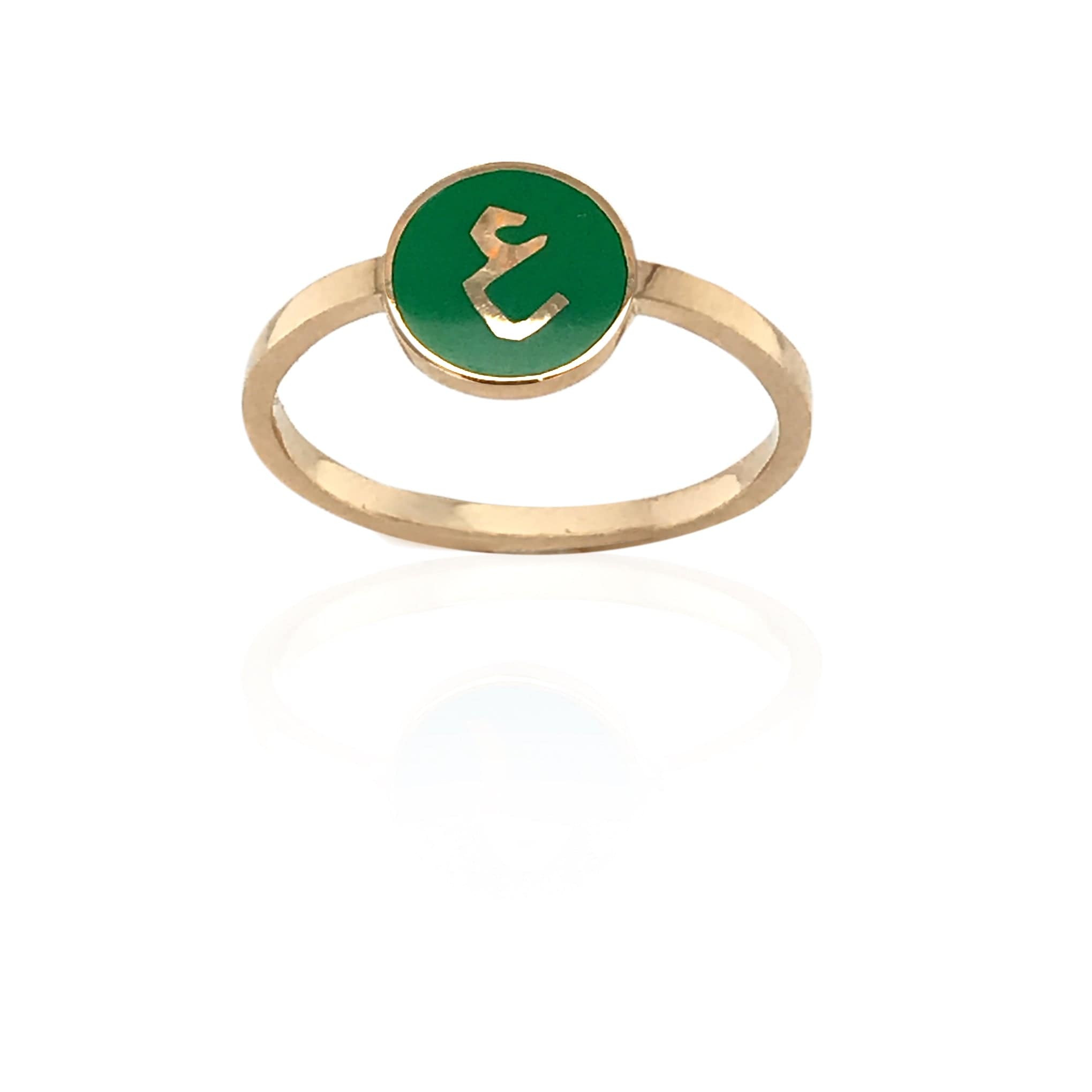 Bil Arabi Mina — Rose Gold Enamel Round Letter Ring - M.Fitaihi