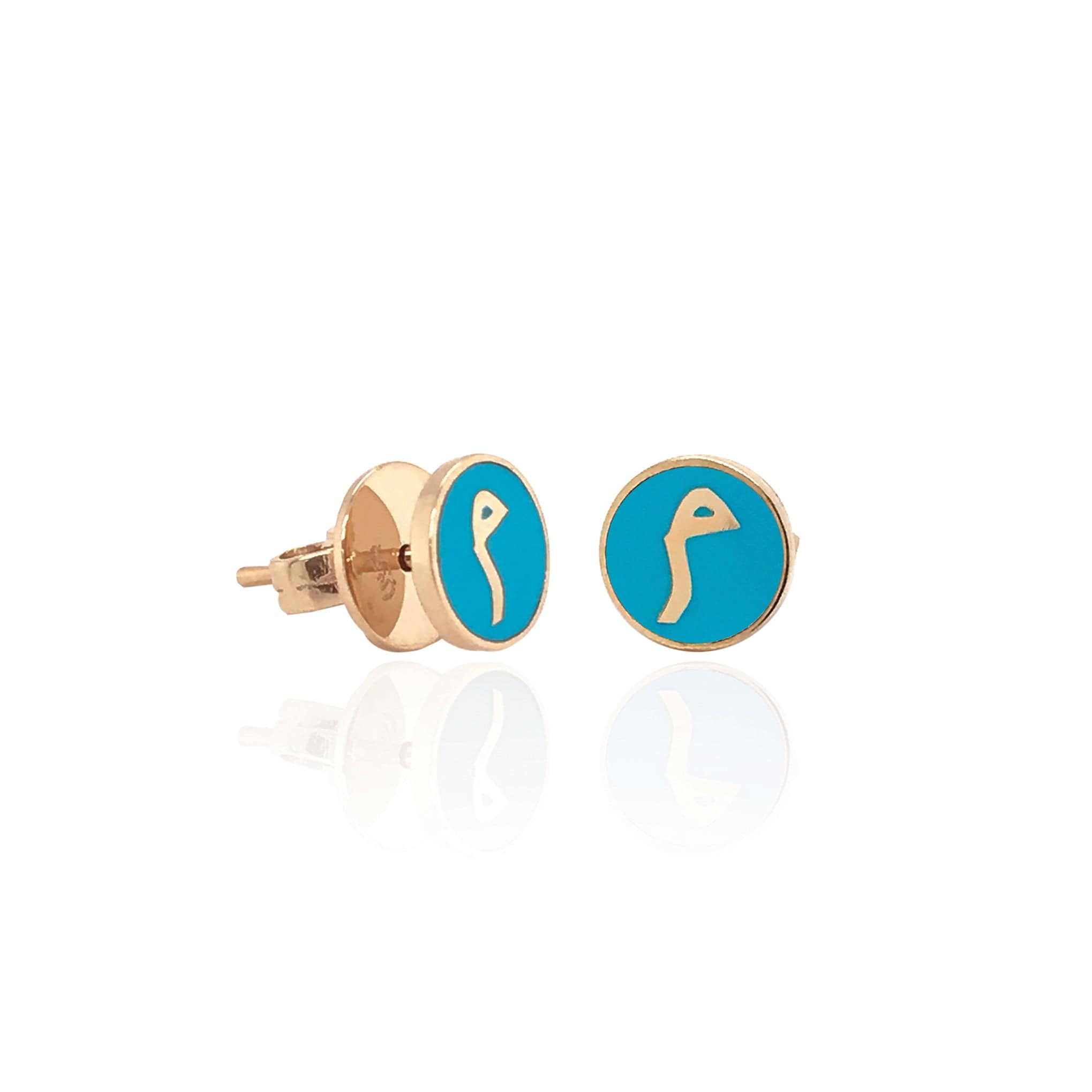 Bil Arabi Mina — Round Enamel Letter Earrings - M.Fitaihi
