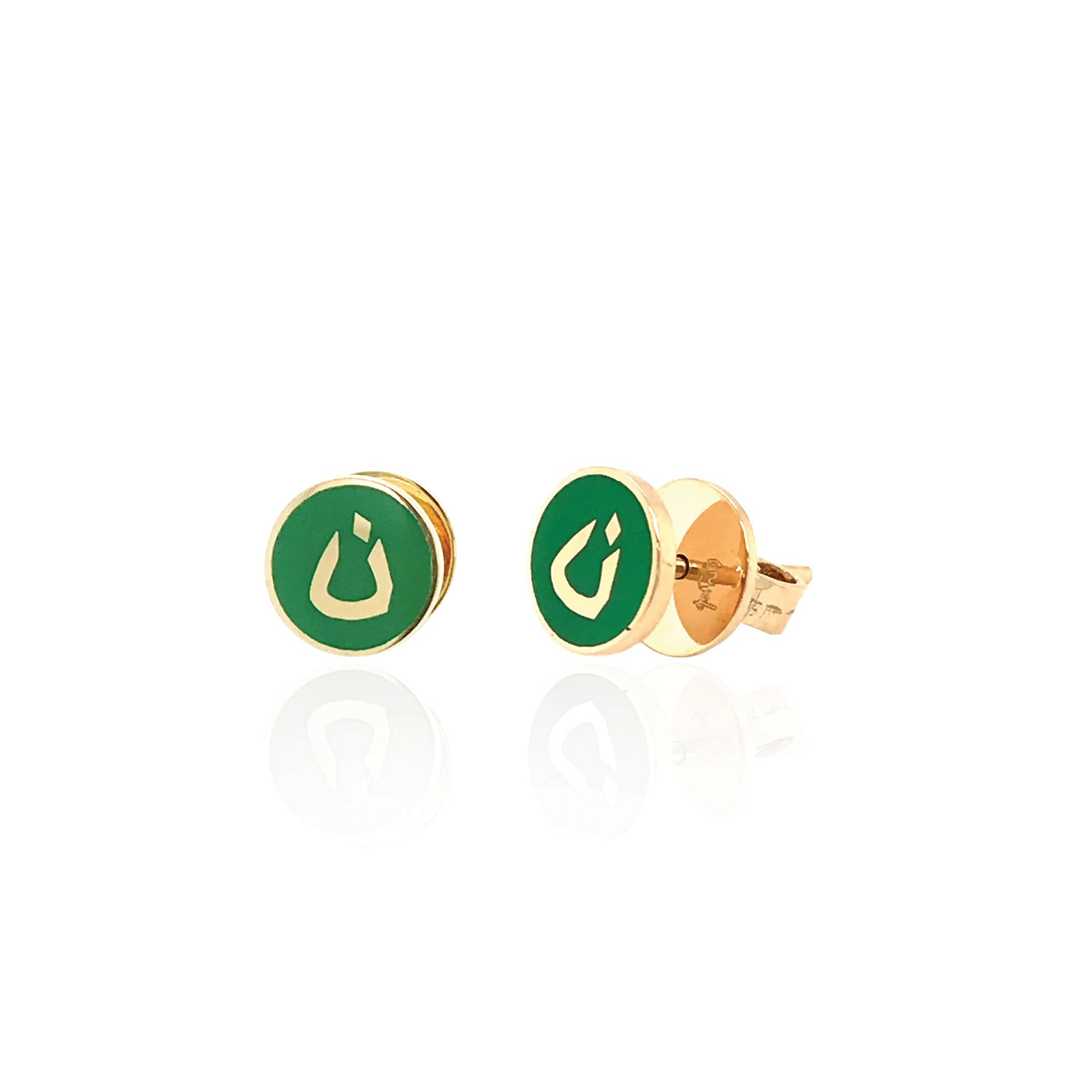 Bil Arabi Mina — Round Enamel Letter Earrings - M.Fitaihi