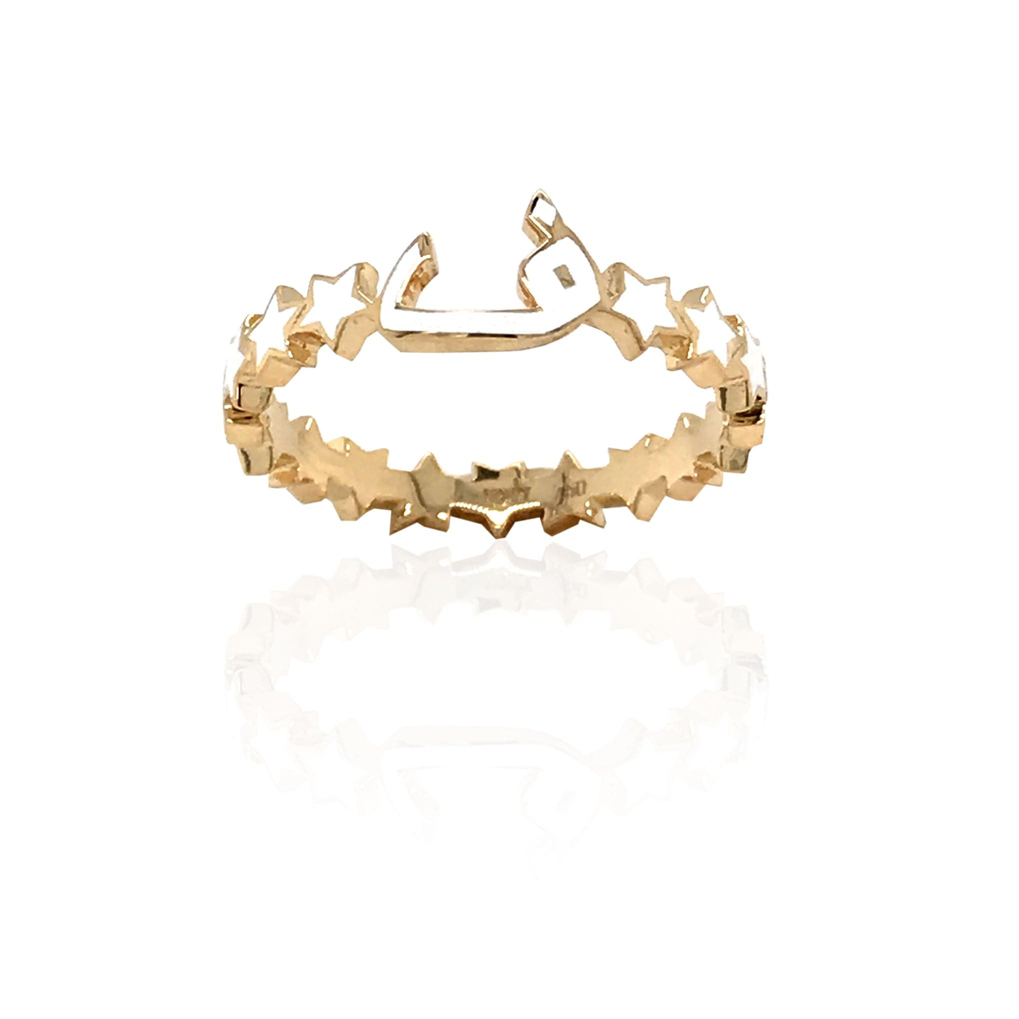 Bil Arabi Nujum — Rose Gold Enamel Letter Ring - M.Fitaihi