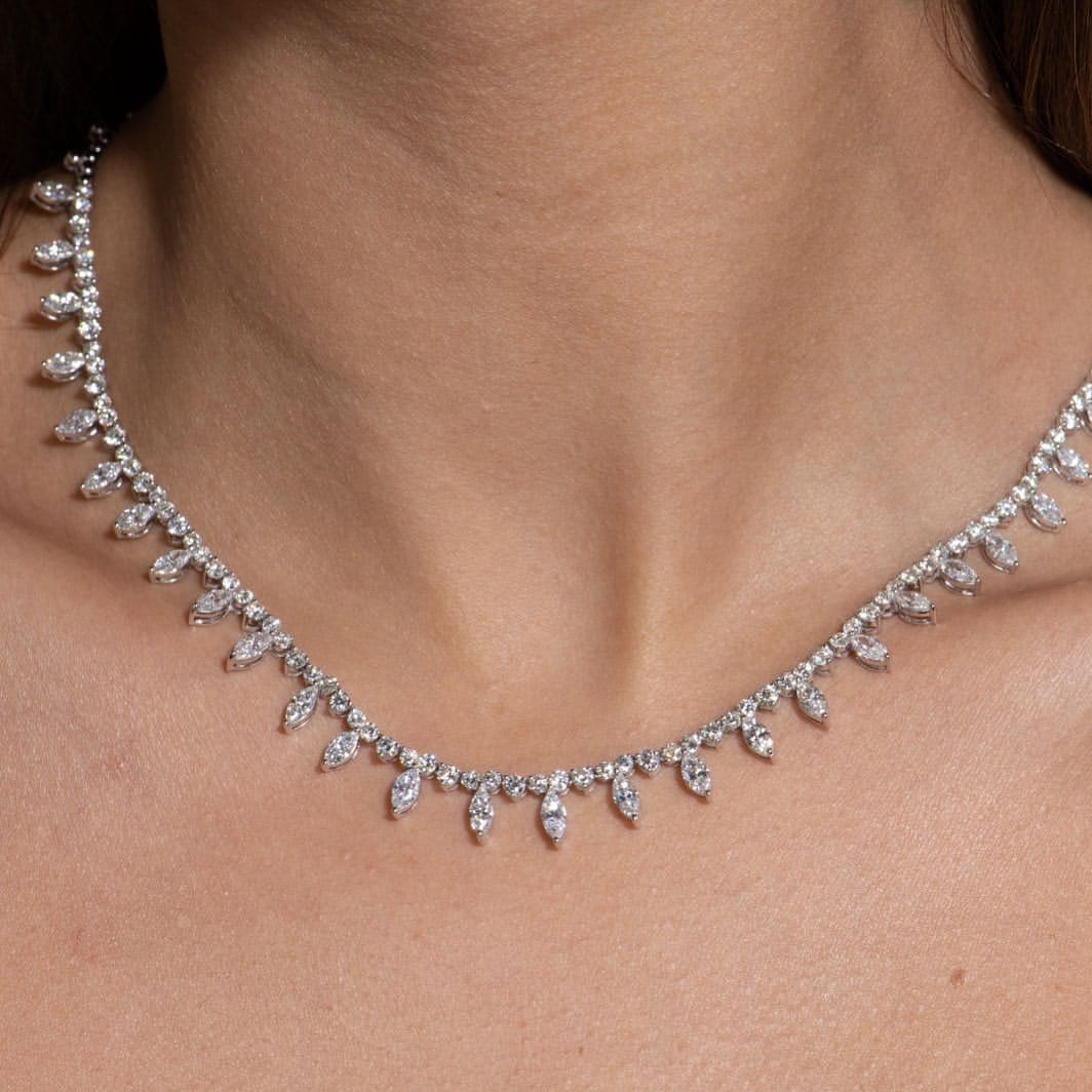 Classic Diamond White Gold with Diamonds Necklace - M.Fitaihi