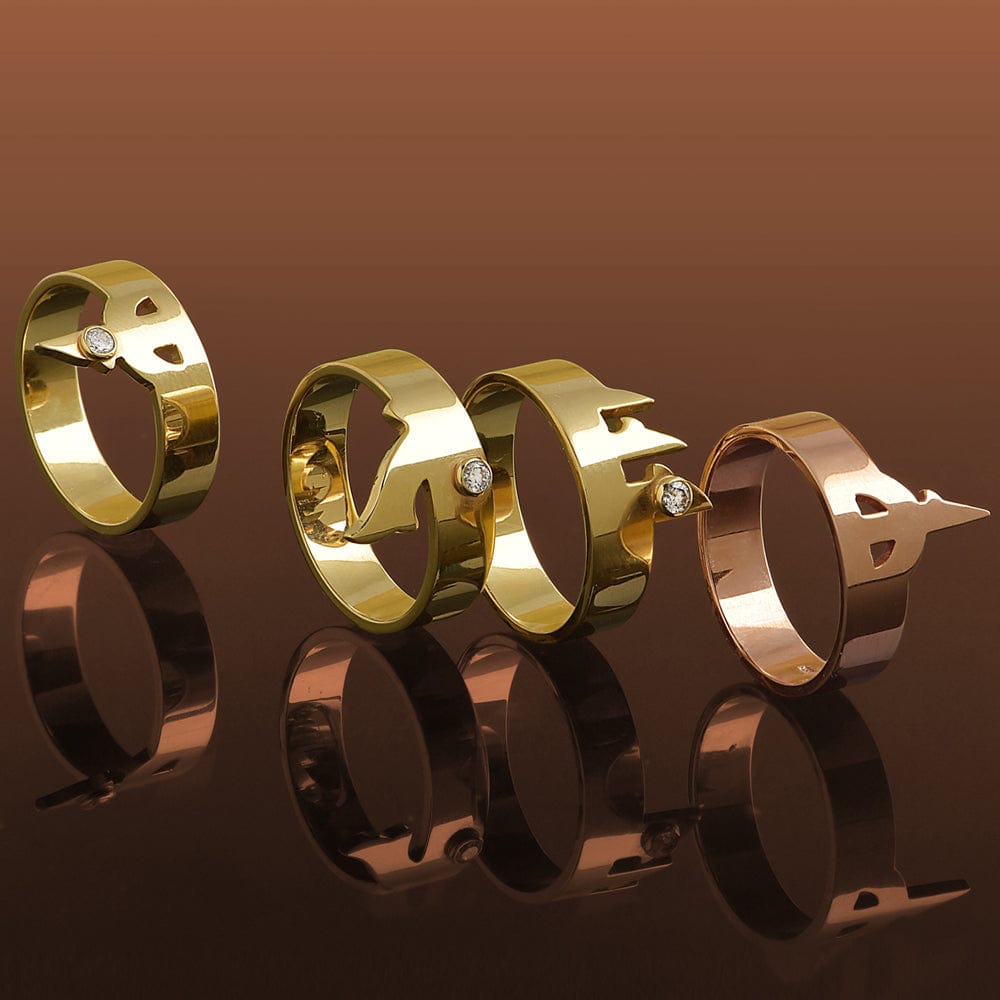M.Fitaihi Alif - Gold Letter "Haa" Ring With Diamond - M.Fitaihi