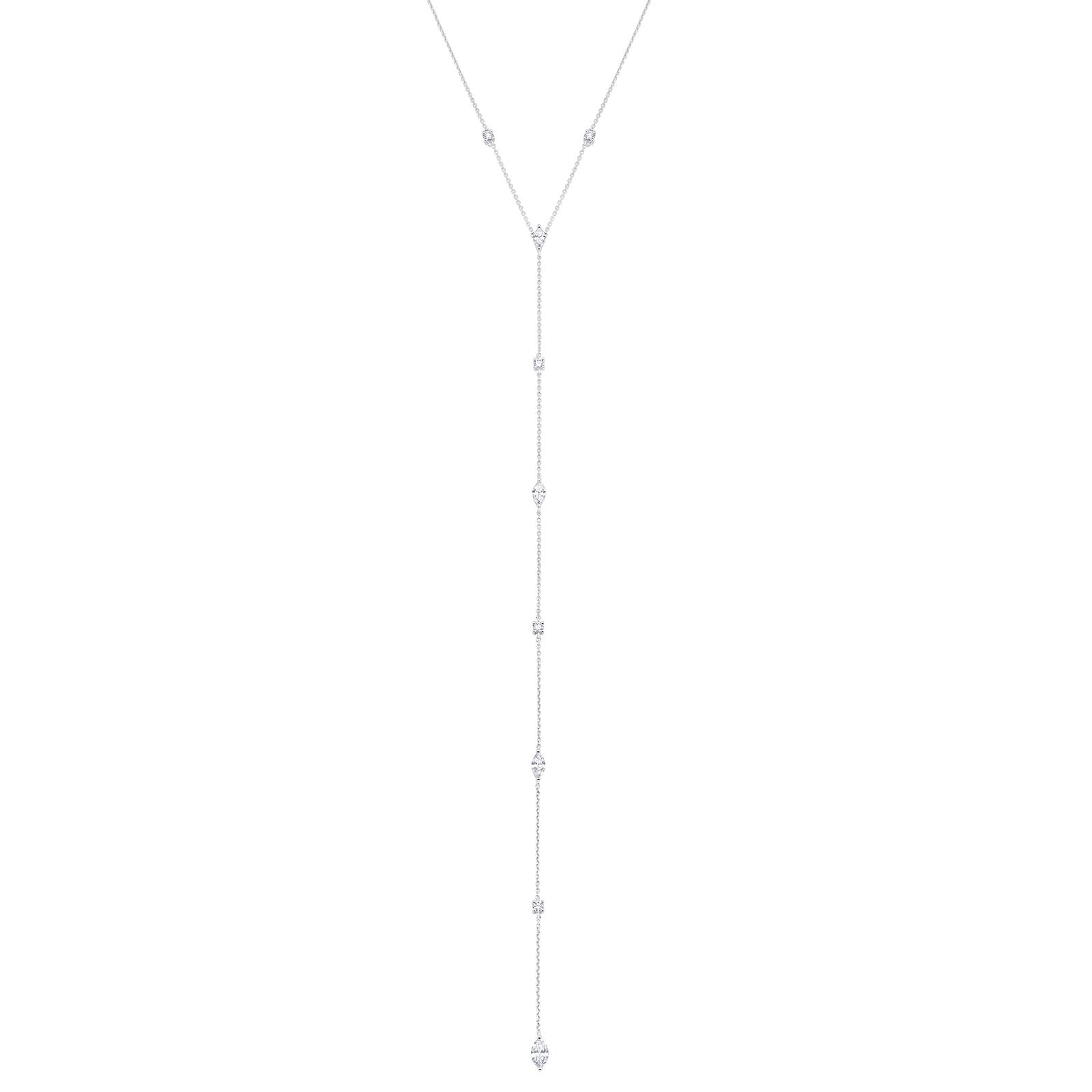 Sara Weinstock White Gold Purity 5 Round 4 Marquis Diamond Lariat Chain Drop - M.Fitaihi