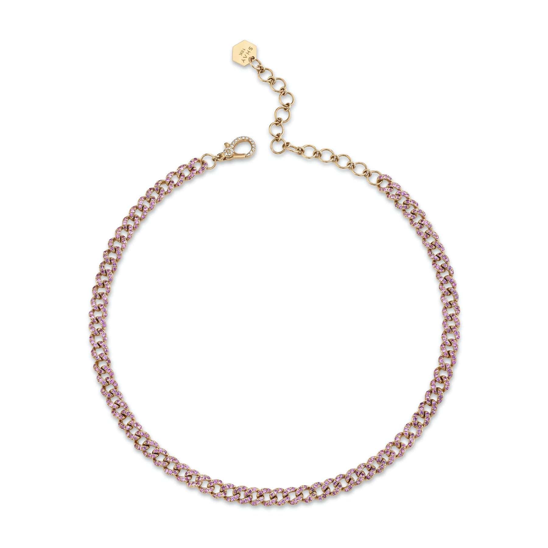Shay Jewelry Pink Sapphire Mini Pave Link Chocker - M.Fitaihi