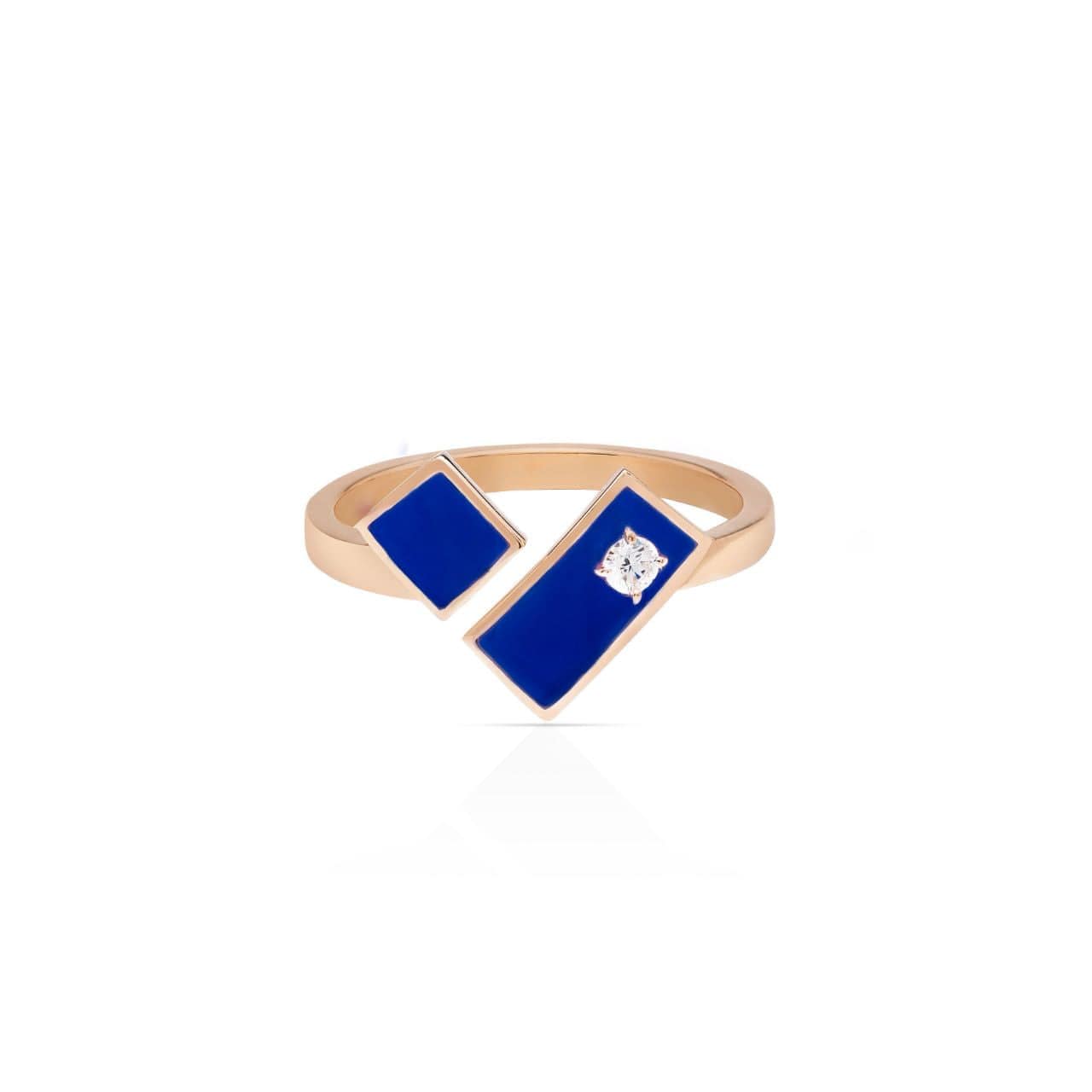 Sumaya Bakkar Heart of Gold Enamel Ring - Dark Blue - M.Fitaihi