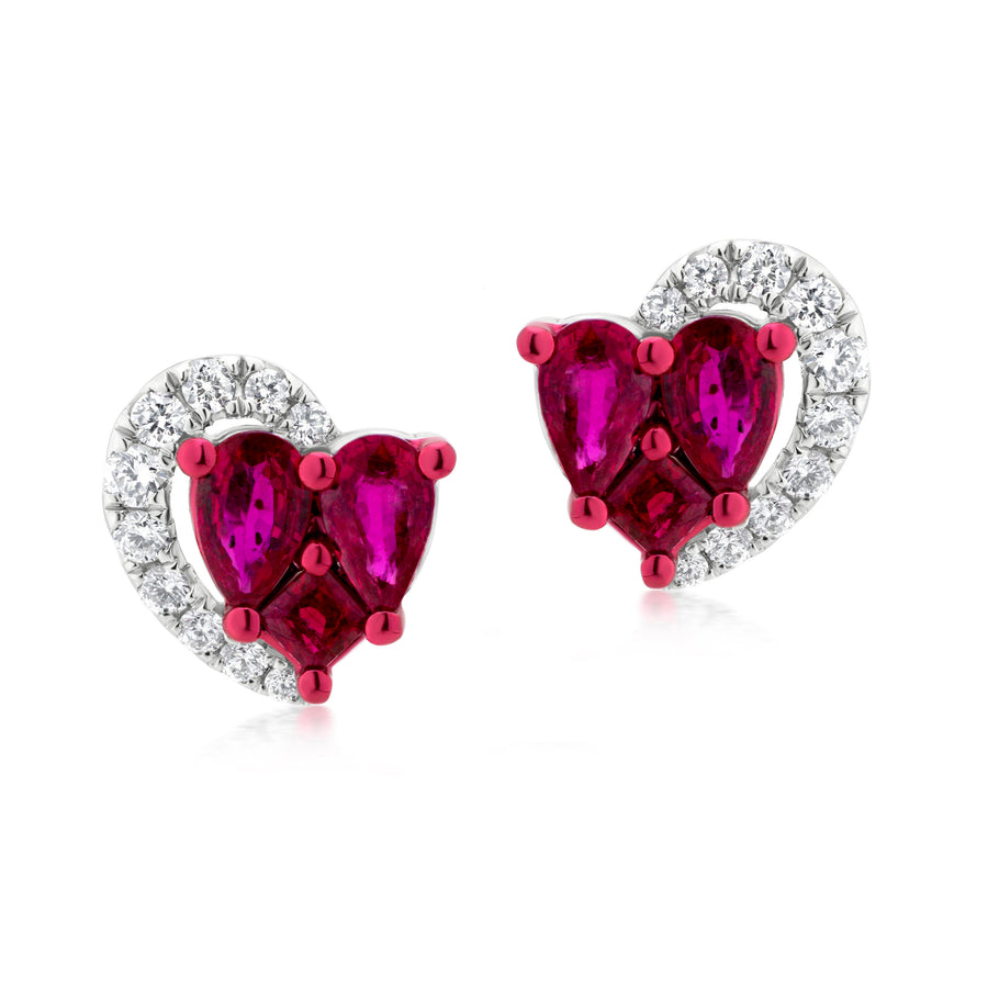 Endless Ruby Heart Earrings