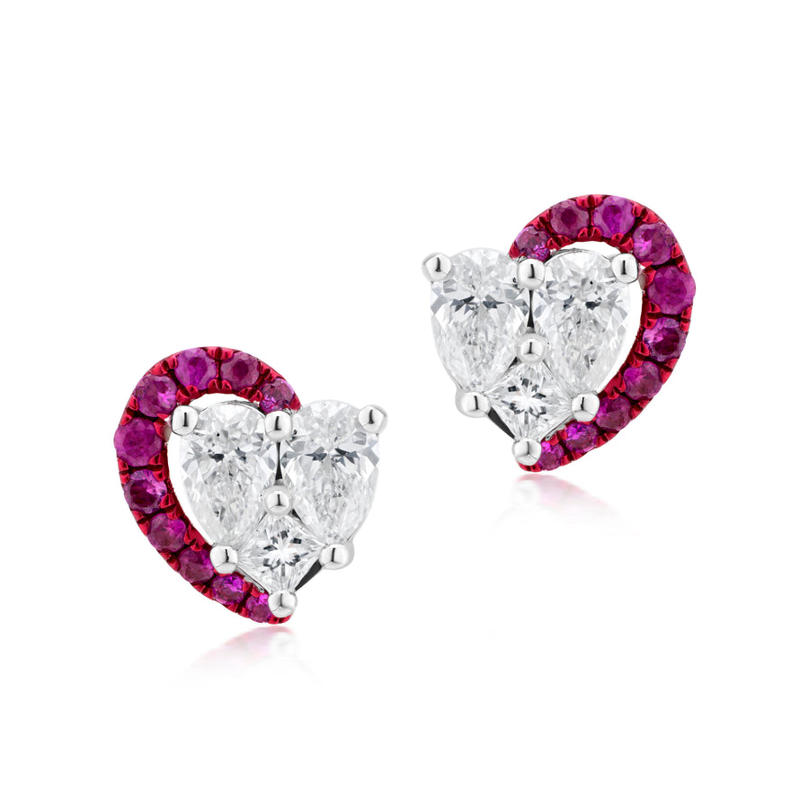 Endless Ruby & Diamond  Heart Earrings