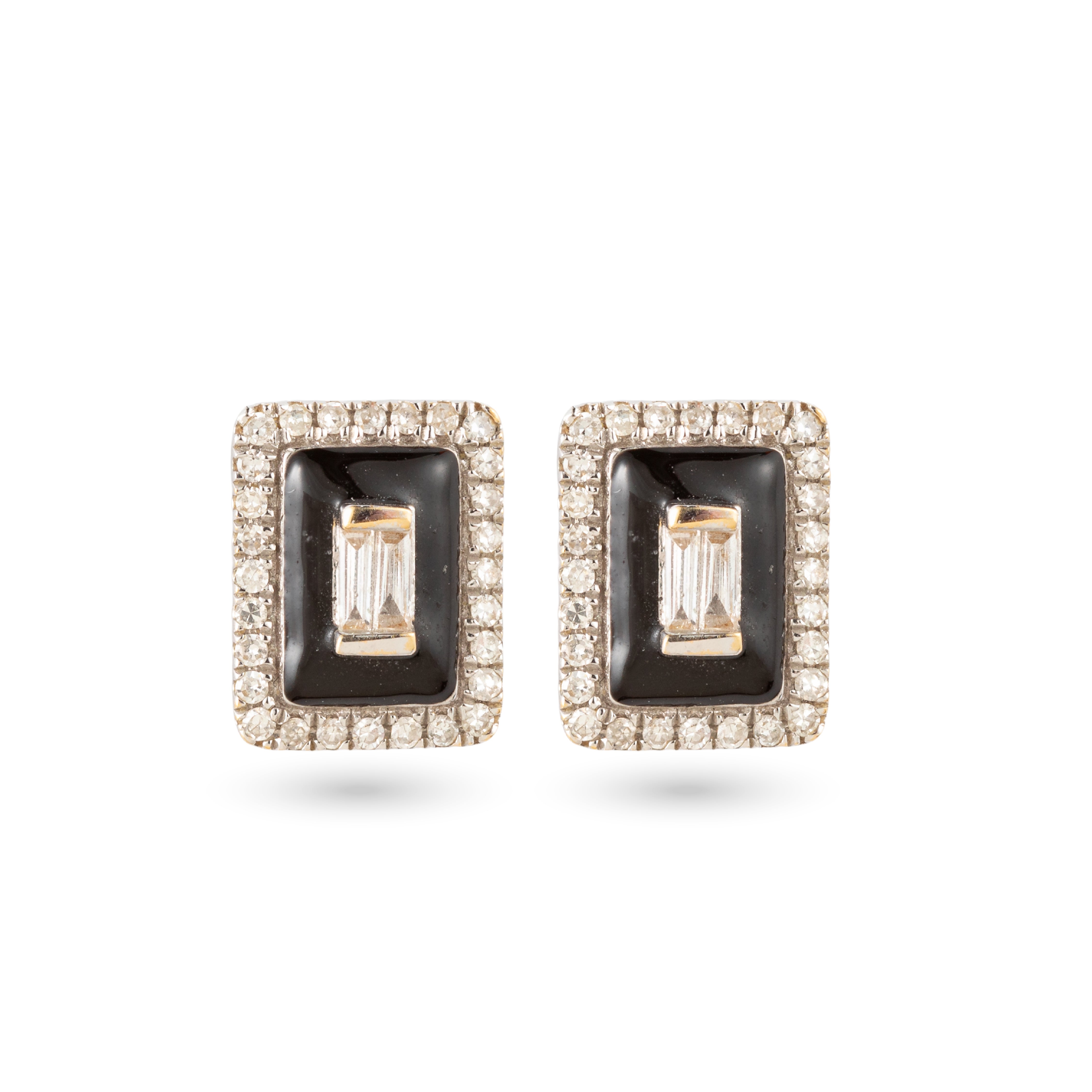 Baguette Diamond Earrings( Green)