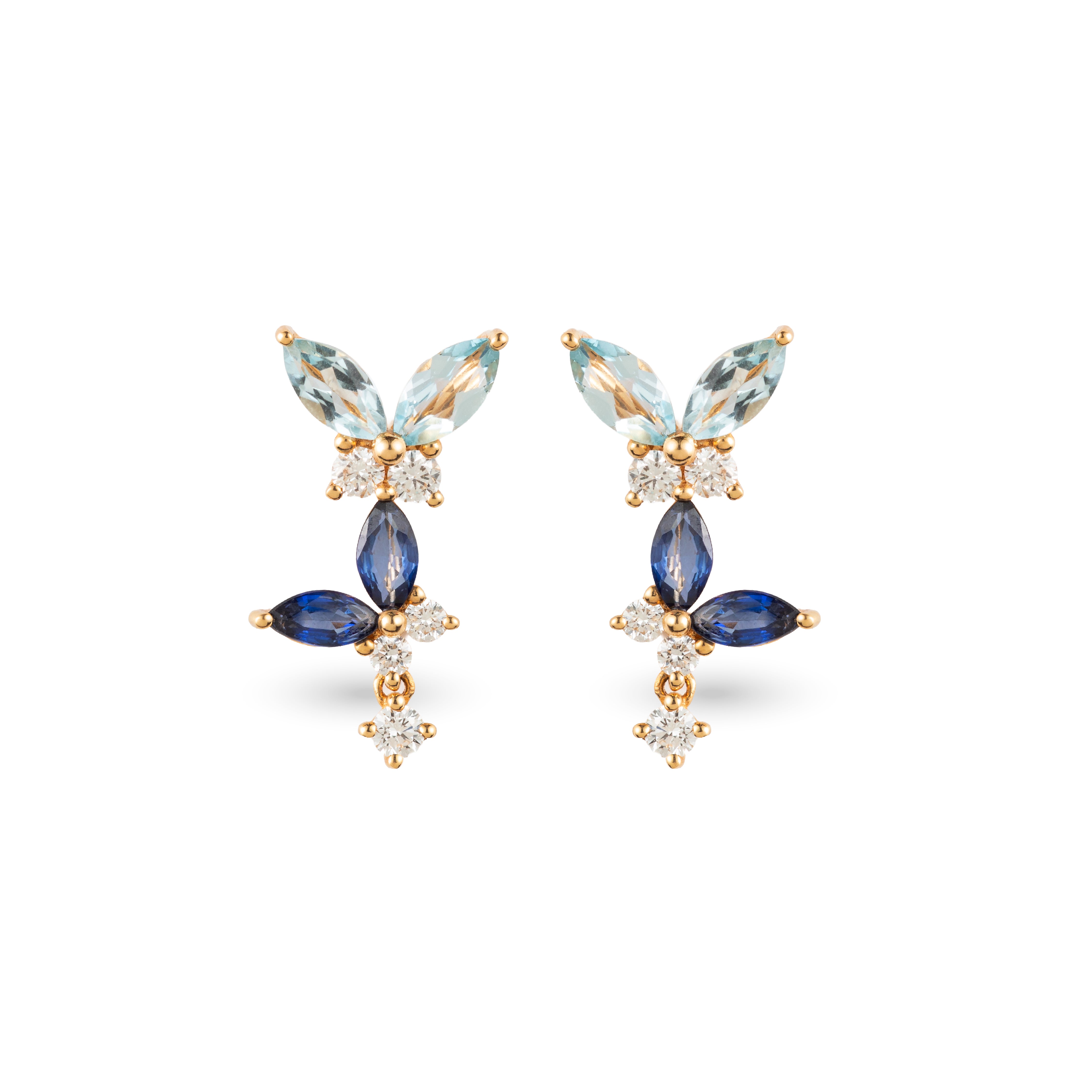Butterfly Sapphire Diamond Earrings