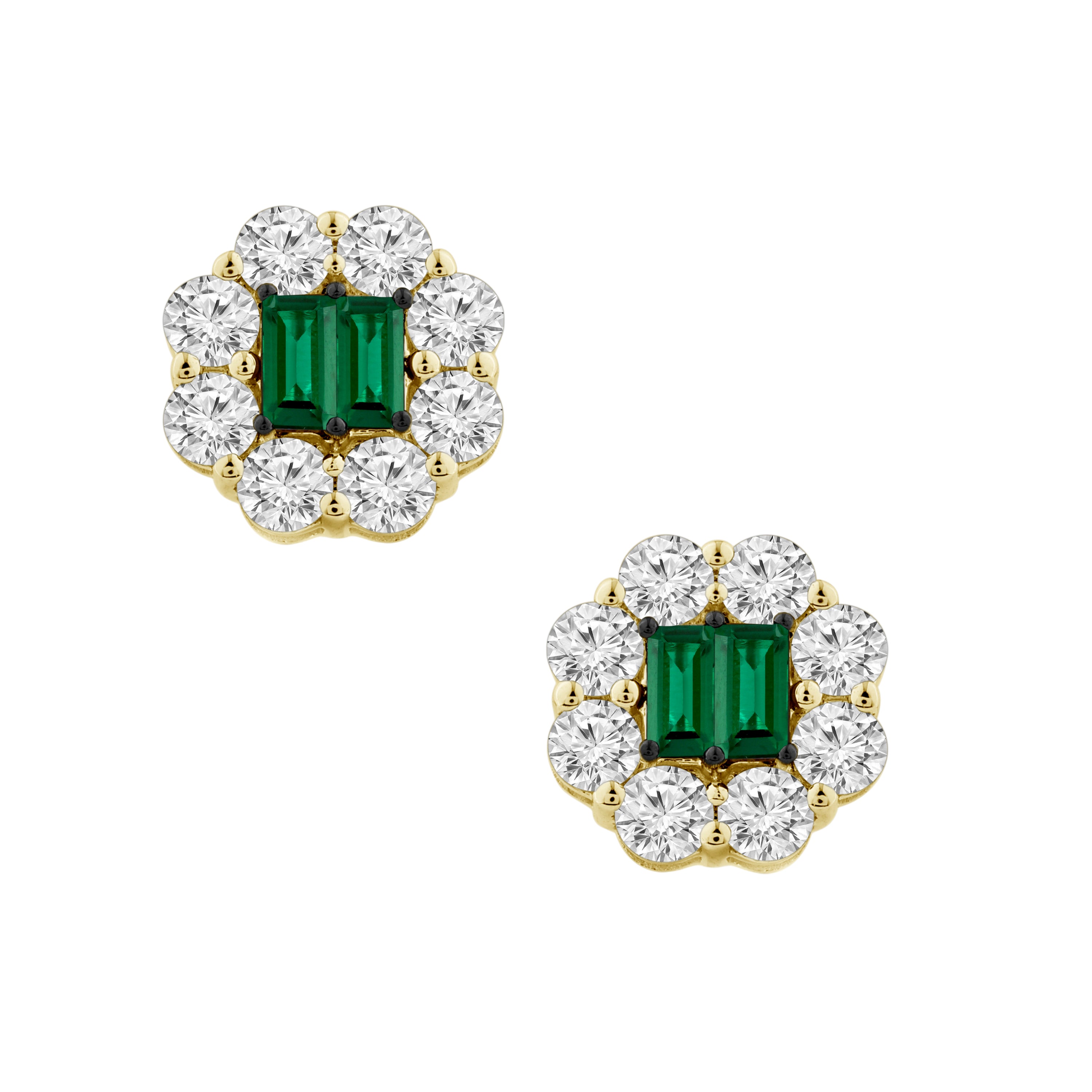 Emerald Diamond Floral Studs