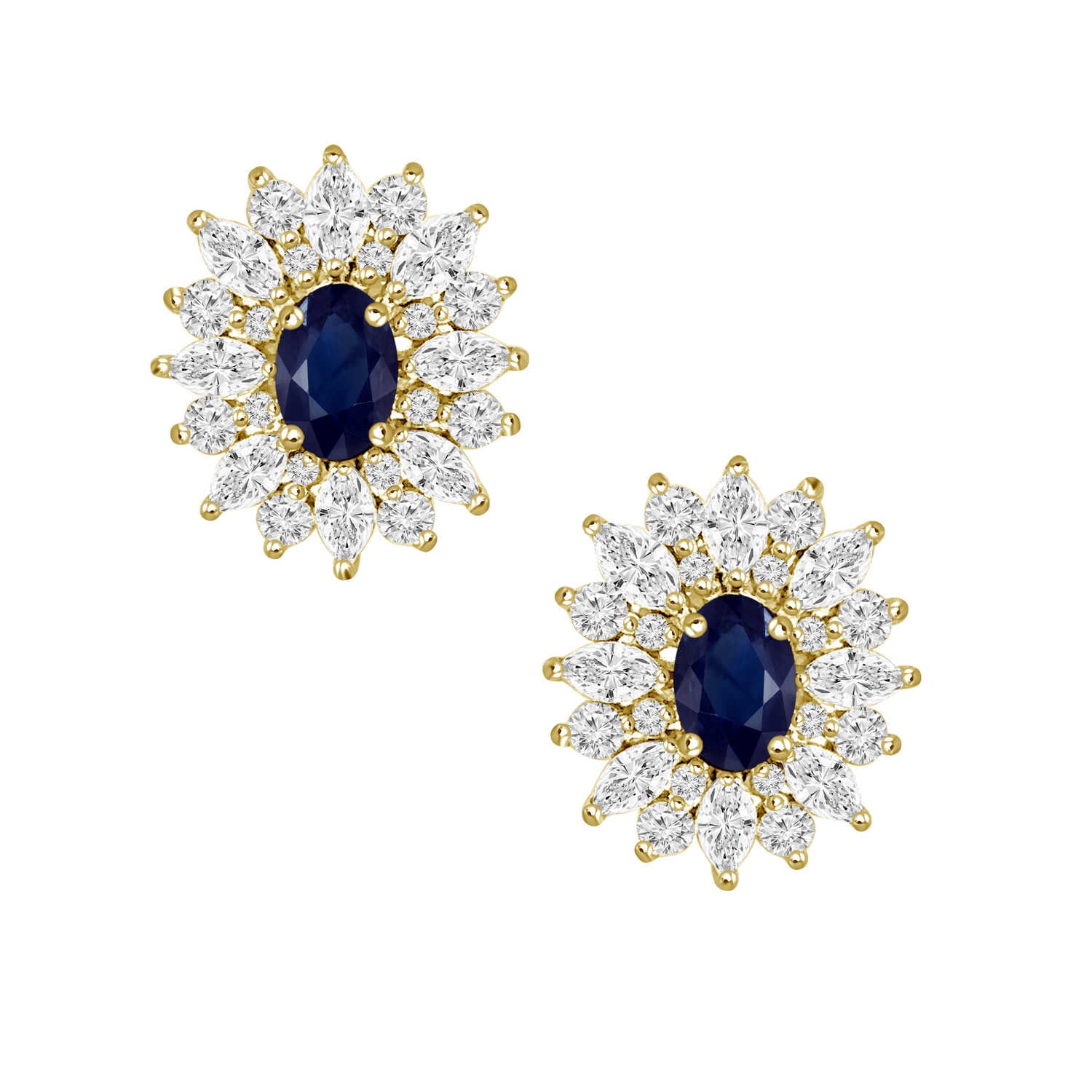 Blue Sapphire and Diamond Earrings